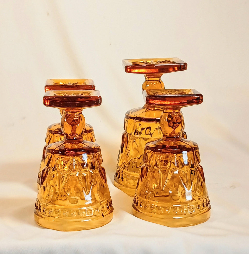 Indiana Glass Amber Wine Glasses - 1970s