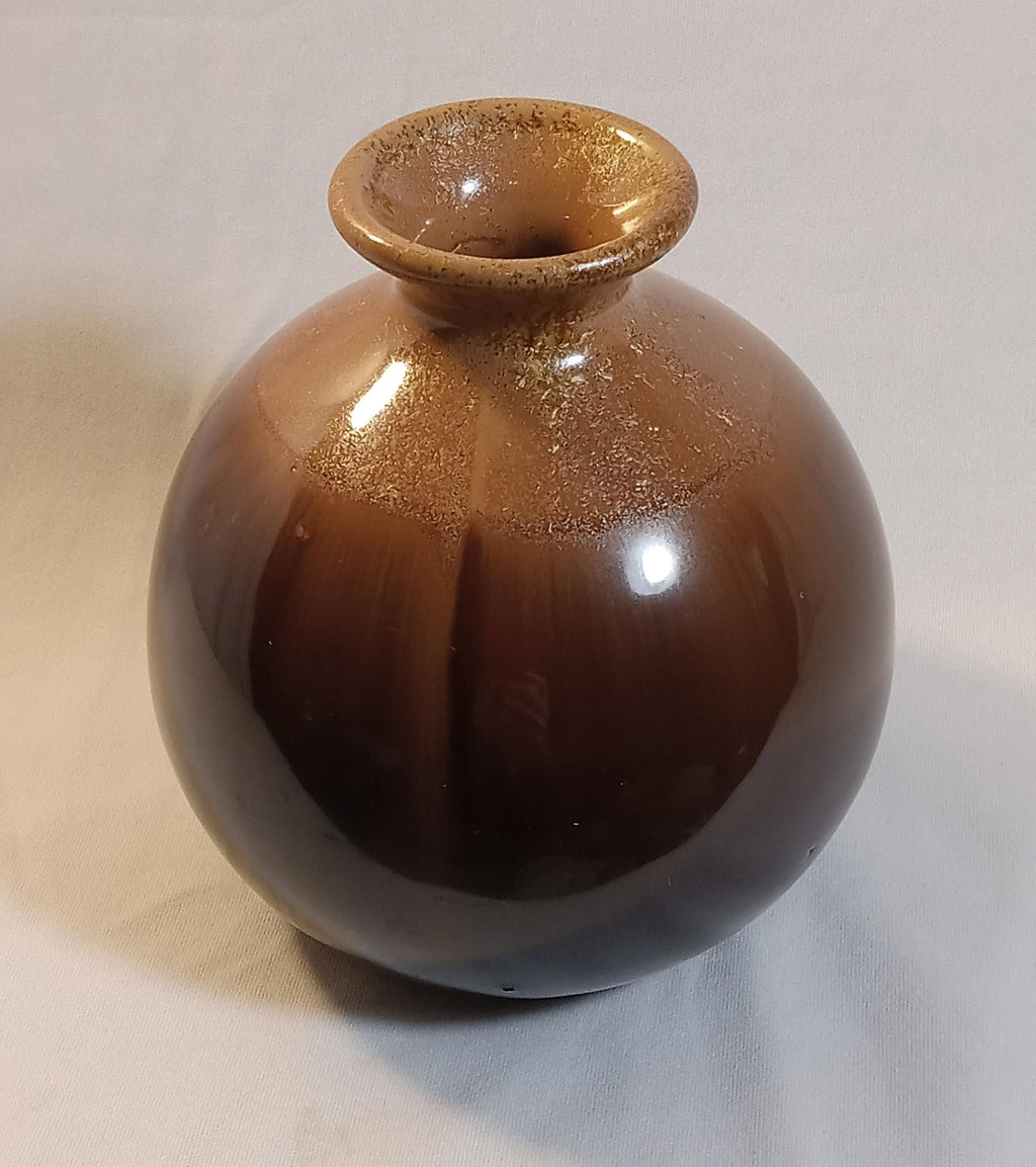 Vintage Studio Pottery Bud Vase – Brown Drip Glaze Stoneware