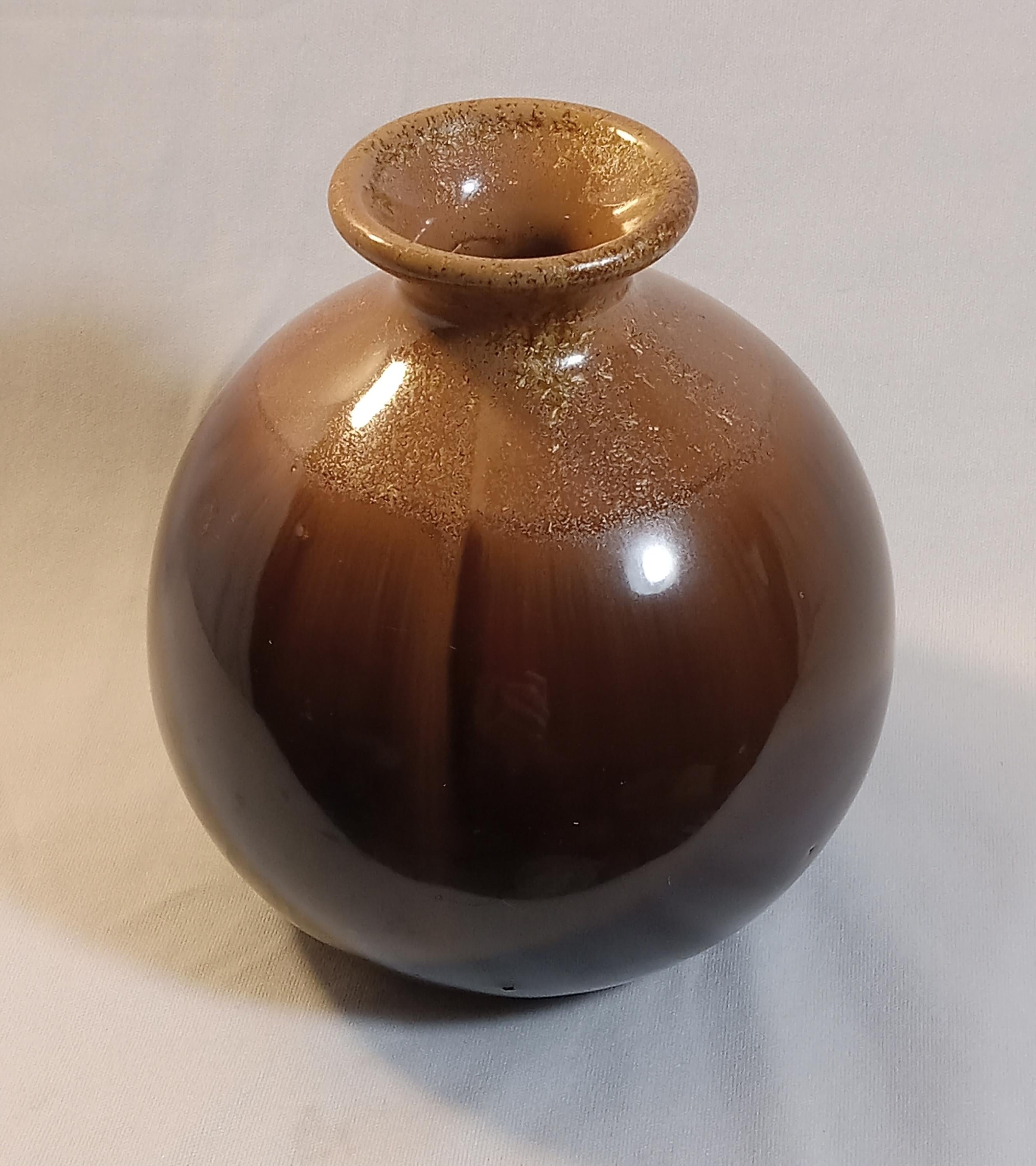 Vintage Studio Pottery Bud Vase – Brown Drip Glaze Stoneware