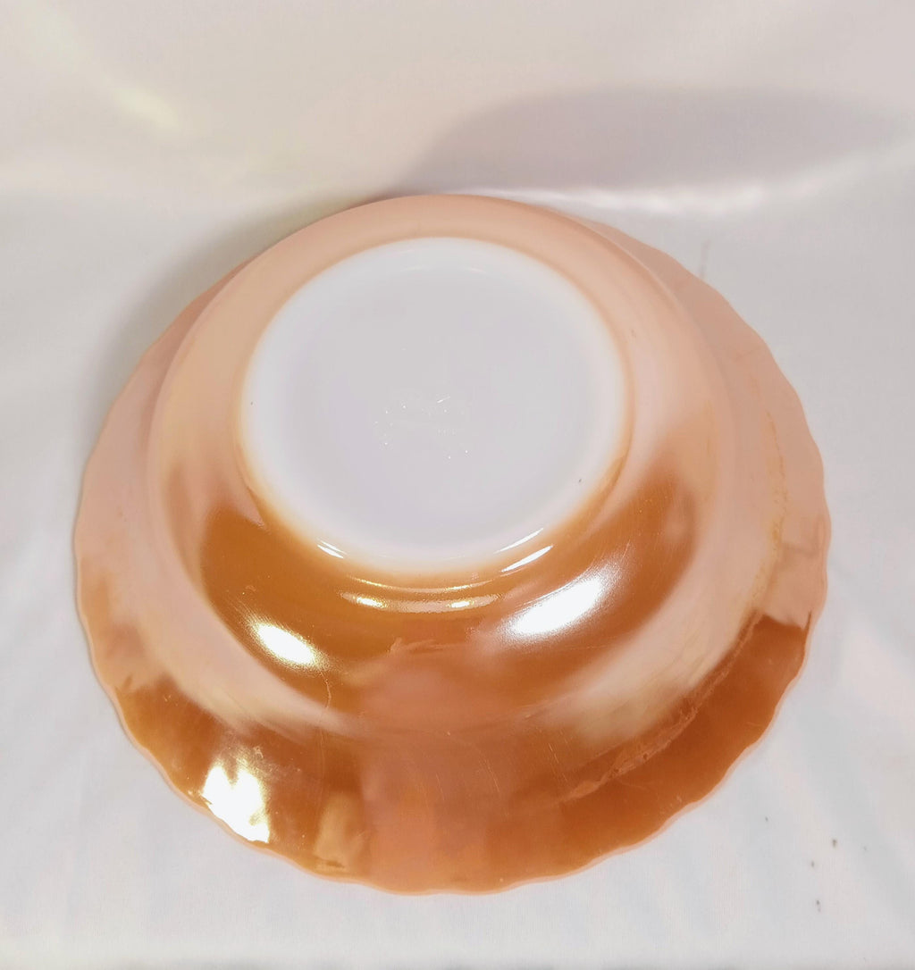 Vintage Anchor Hocking Fire-King Salad Bowl – Peach Luster Iridescent Glass