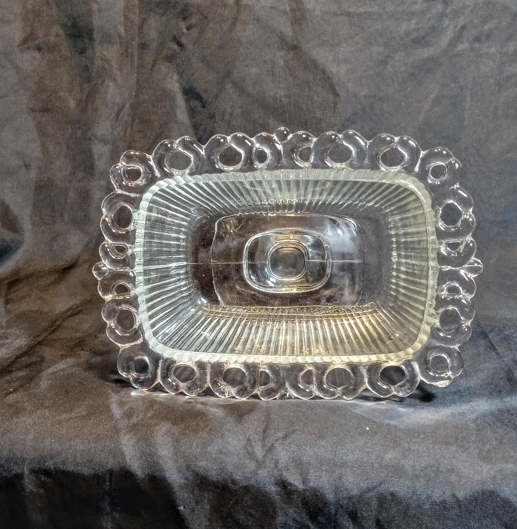 Indiana Glass “Lace Edge” Pedestal Candy Dish with Lid