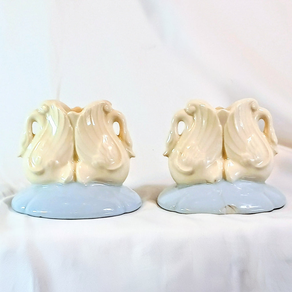 Vintage Chadwick Pottery Swan Candlestick Holders - #410