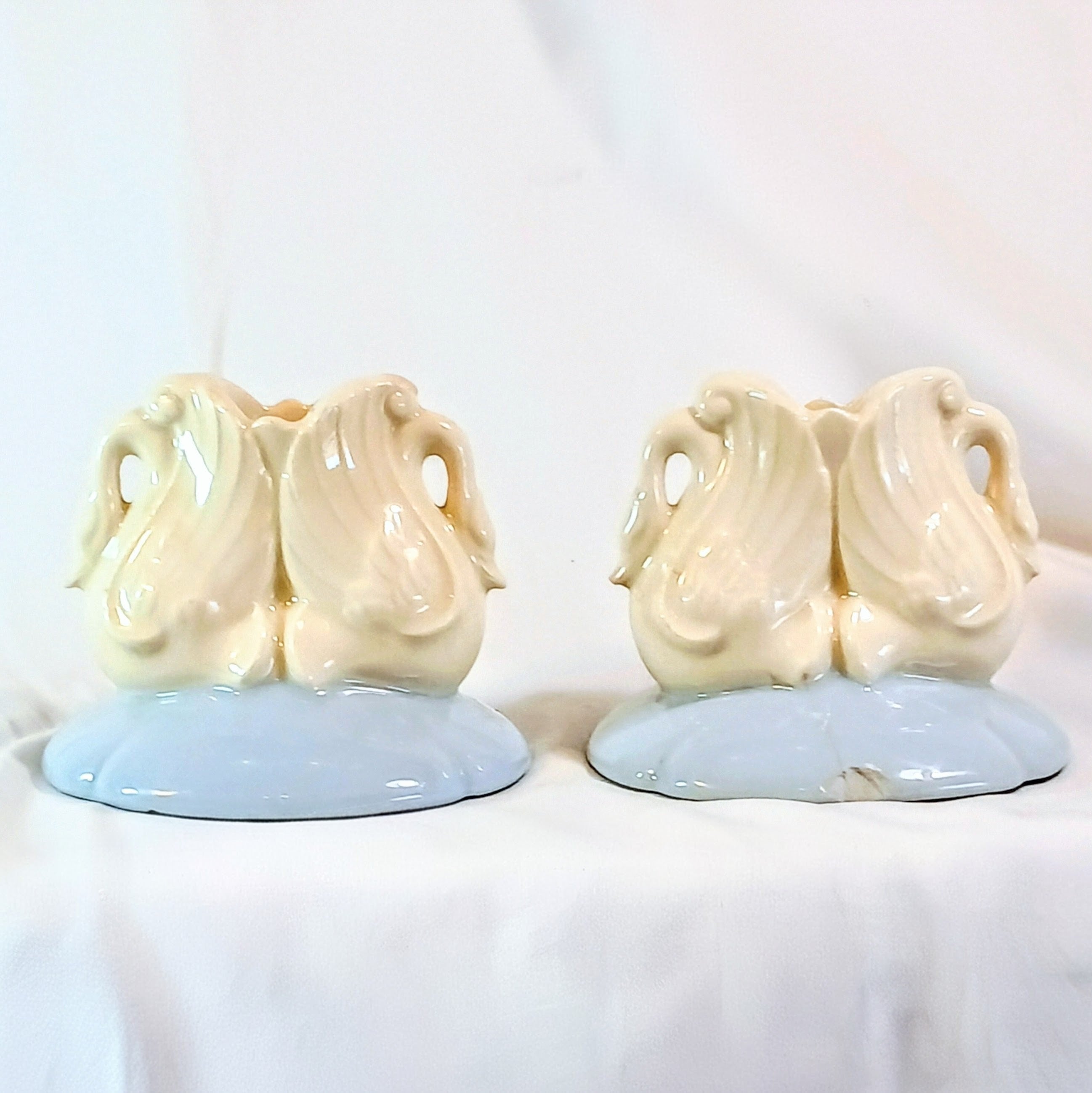 Vintage Chadwick Pottery Swan Candlestick Holders - #410