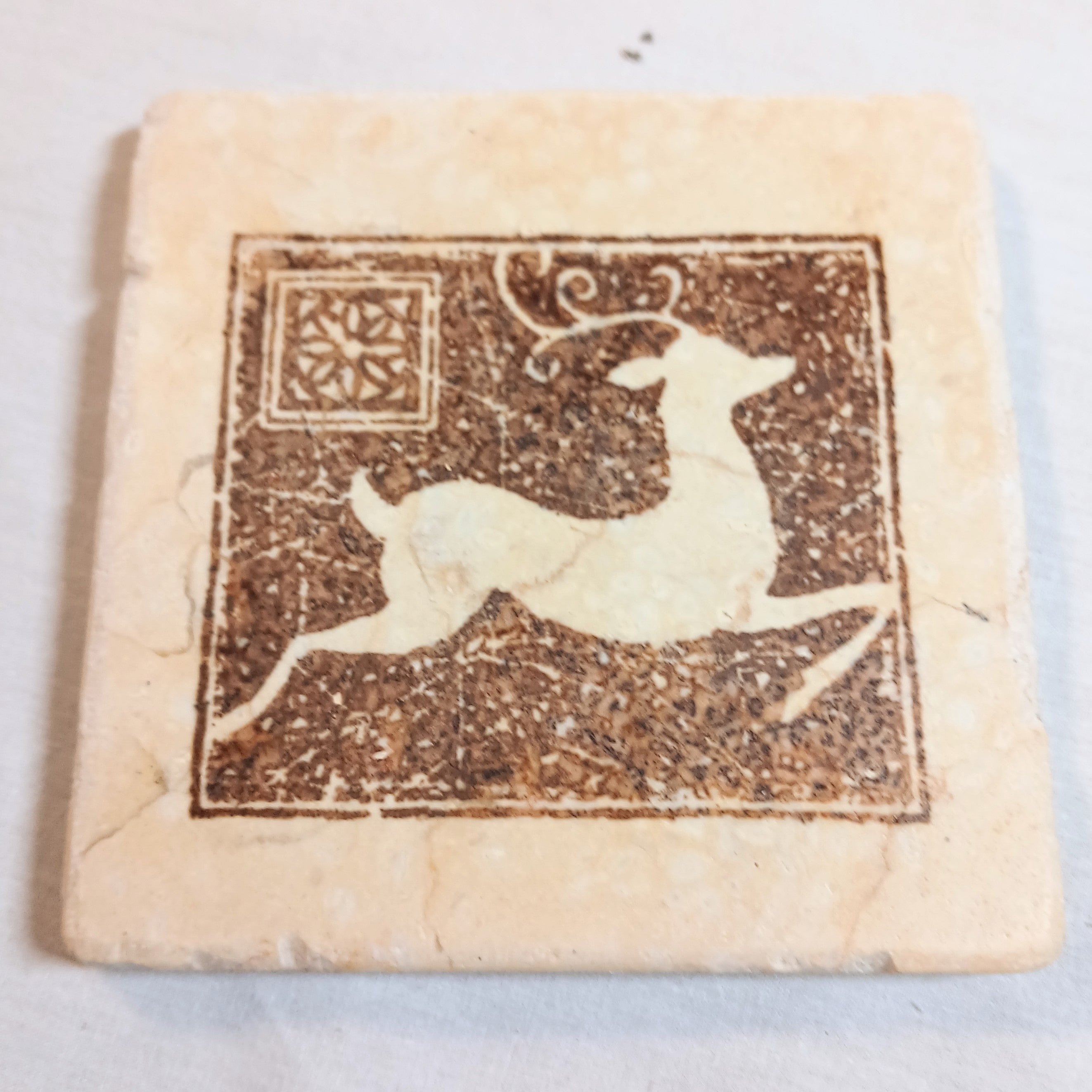 Stone Coasters - leaping Deer Motif - Set of Four