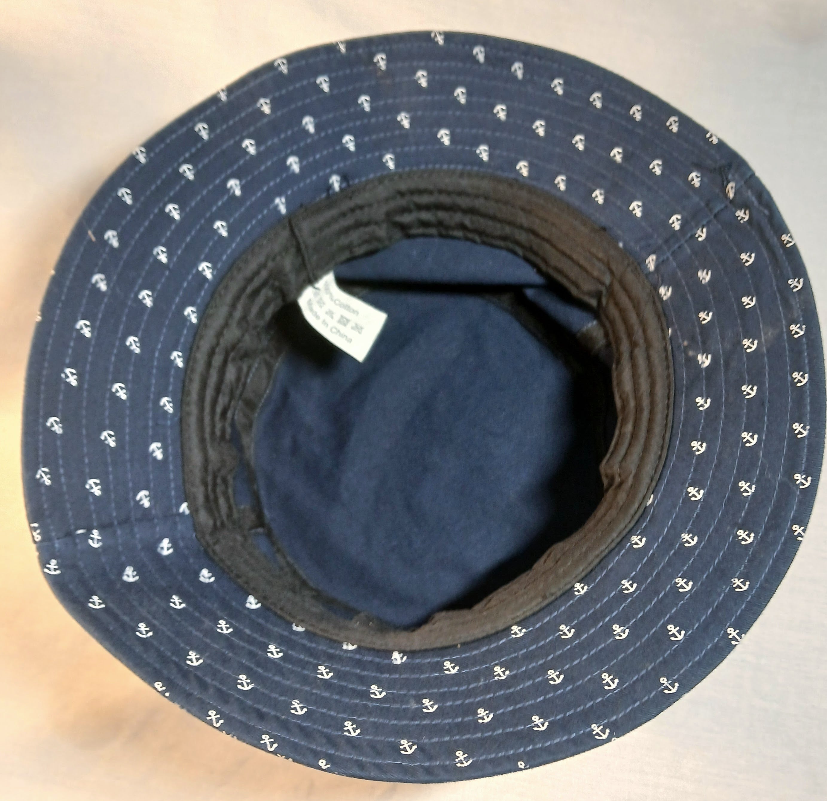 Men's Navy Blue Bucket Hat - Anchor Print