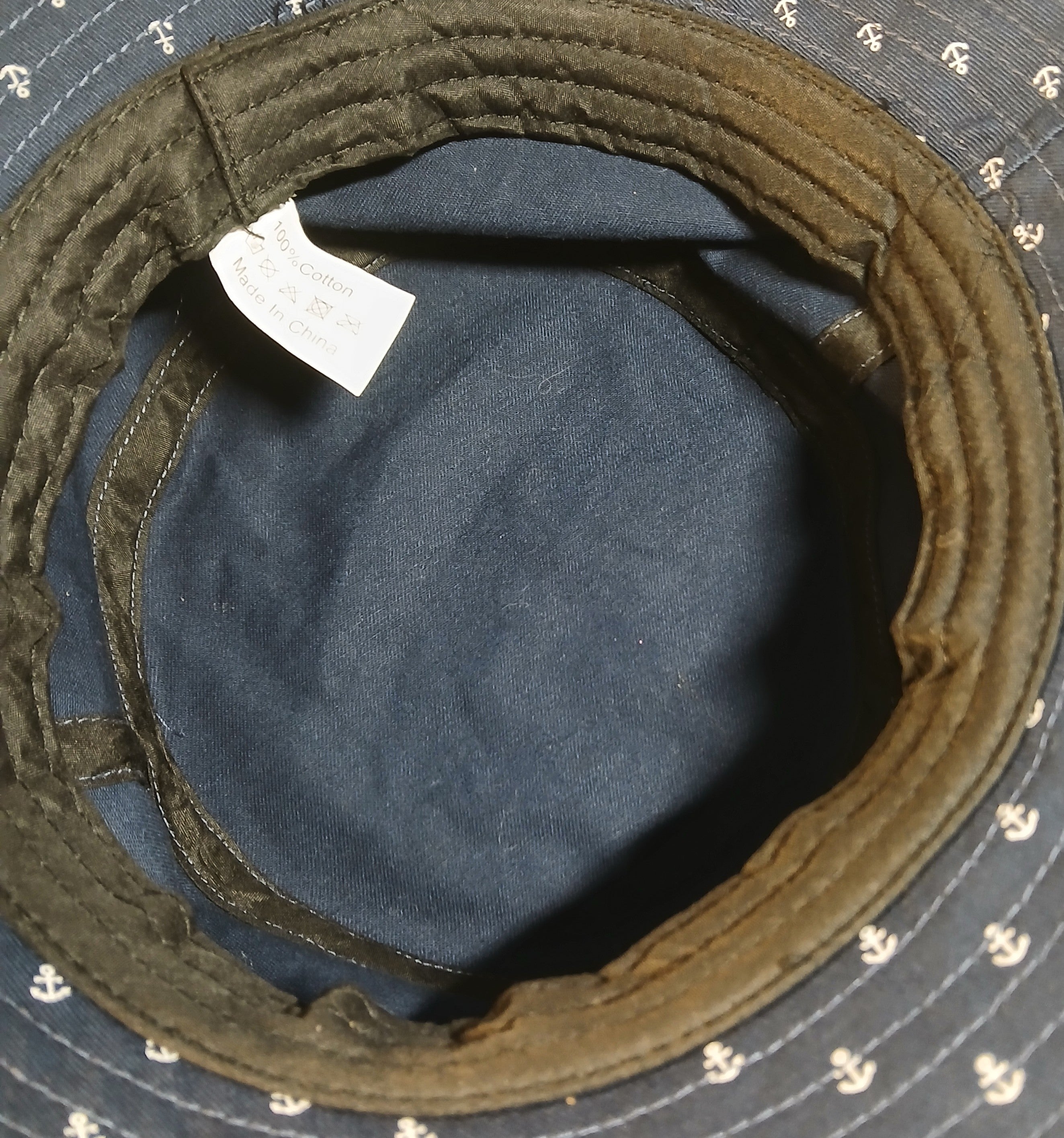 Men's Navy Blue Bucket Hat - Anchor Print