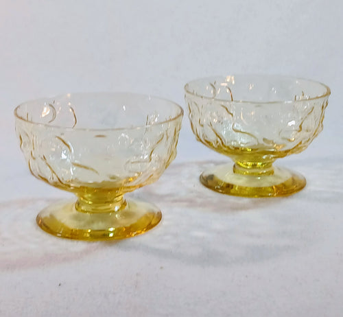 Anchor Hocking Honey Toned Crinkle Glass Ice Cream Bowls