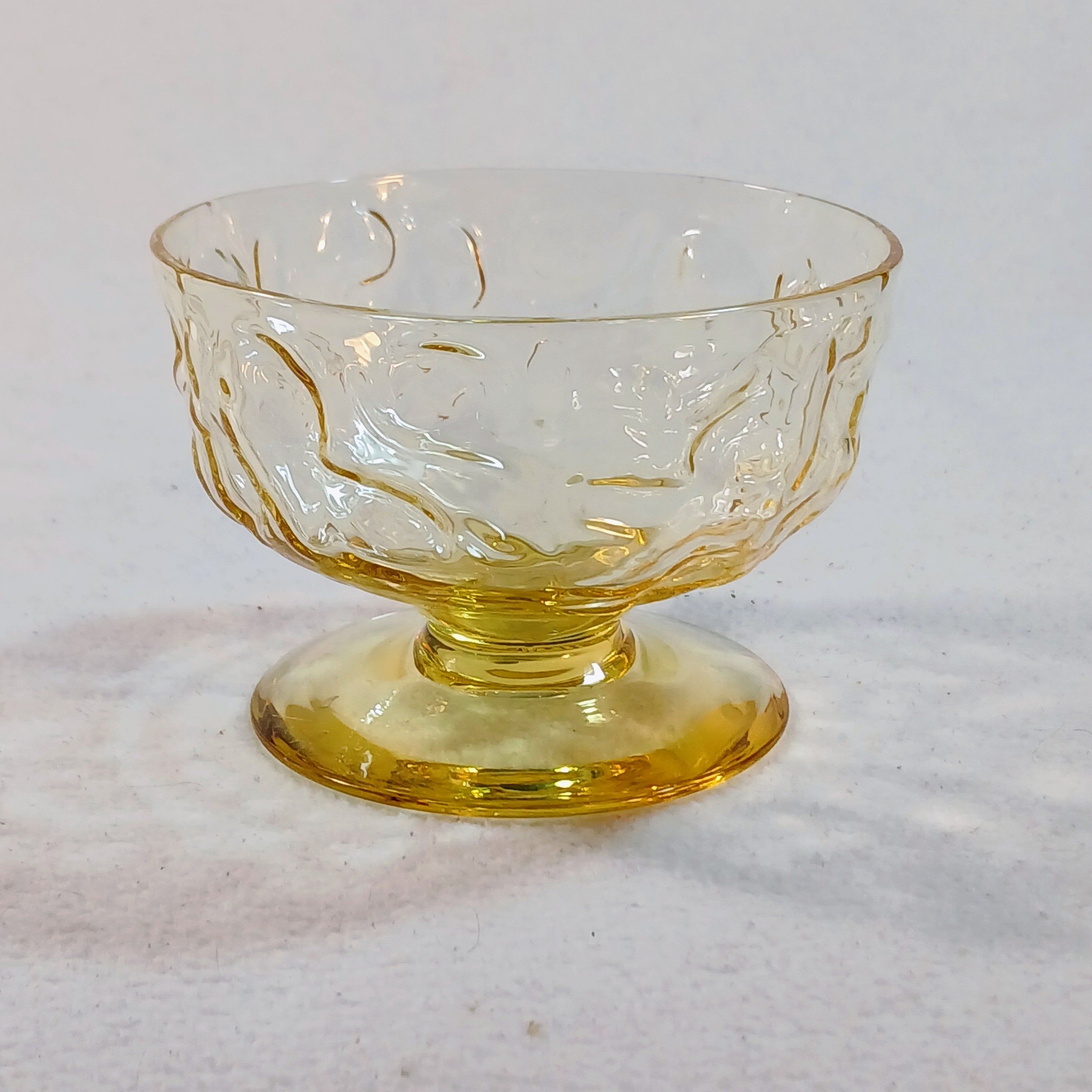 Anchor Hocking Honey Toned Crinkle Glass Ice Cream Bowls