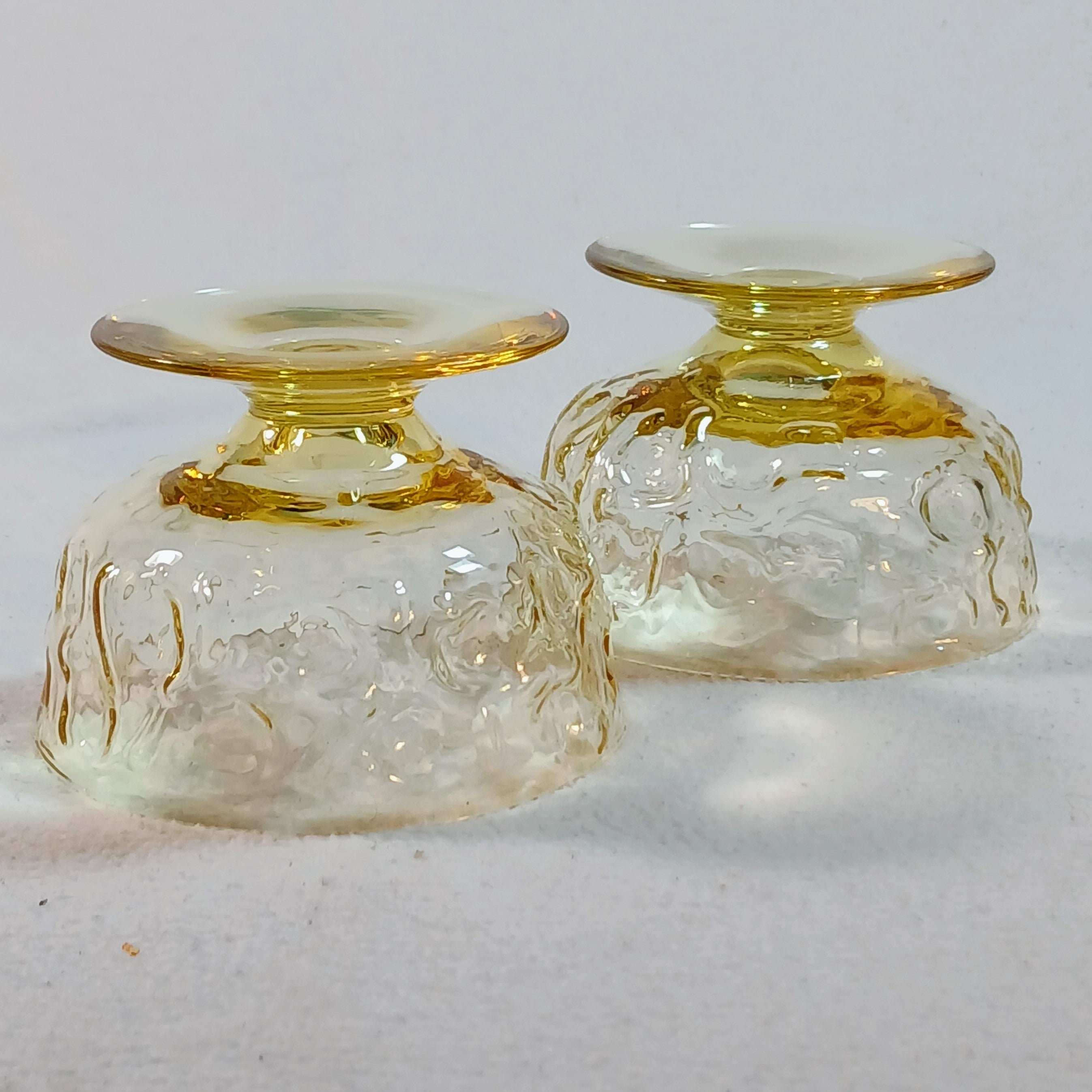 Anchor Hocking Honey Toned Crinkle Glass Ice Cream Bowls