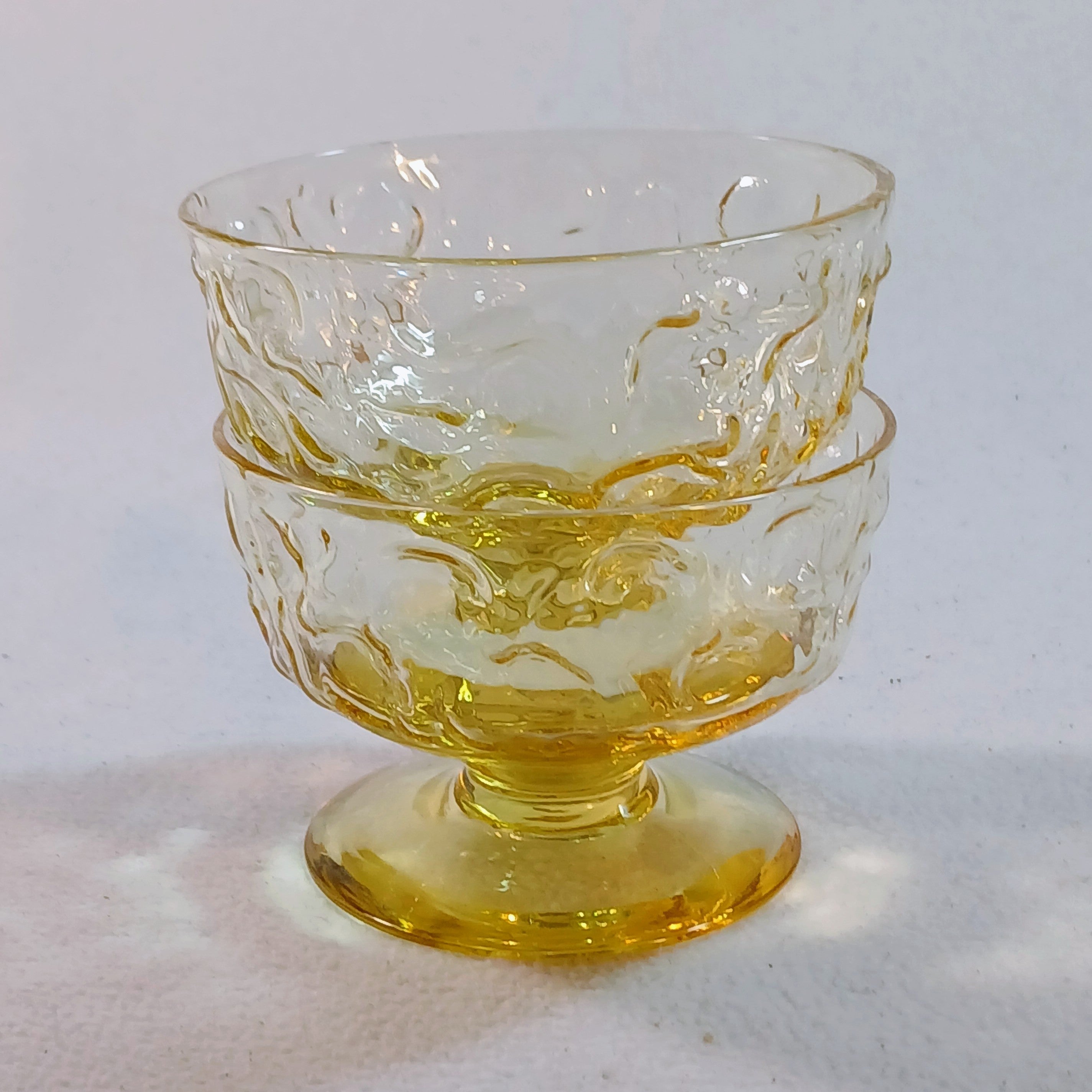 Anchor Hocking Honey Toned Crinkle Glass Ice Cream Bowls