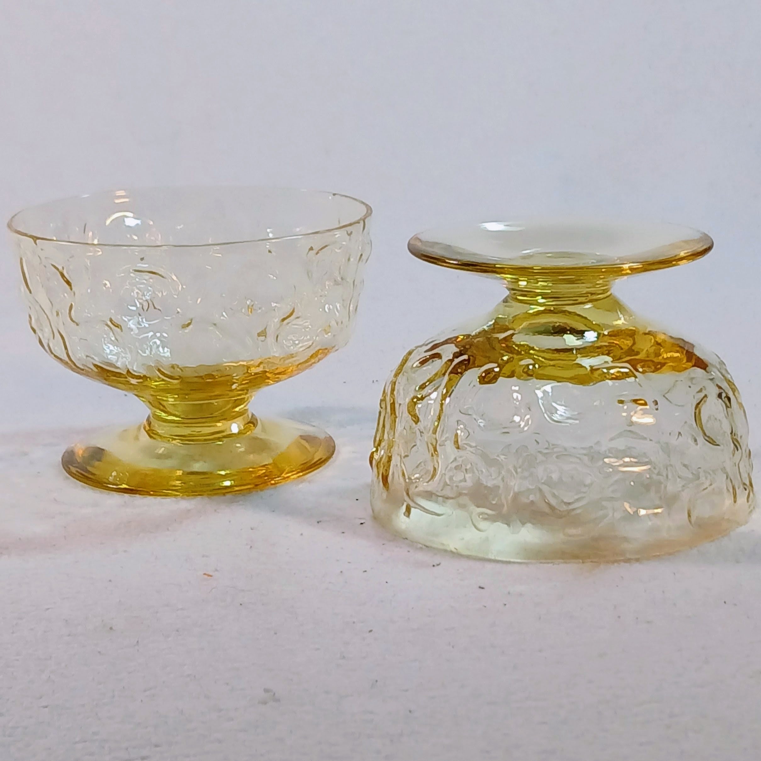 Anchor Hocking Honey Toned Crinkle Glass Ice Cream Bowls