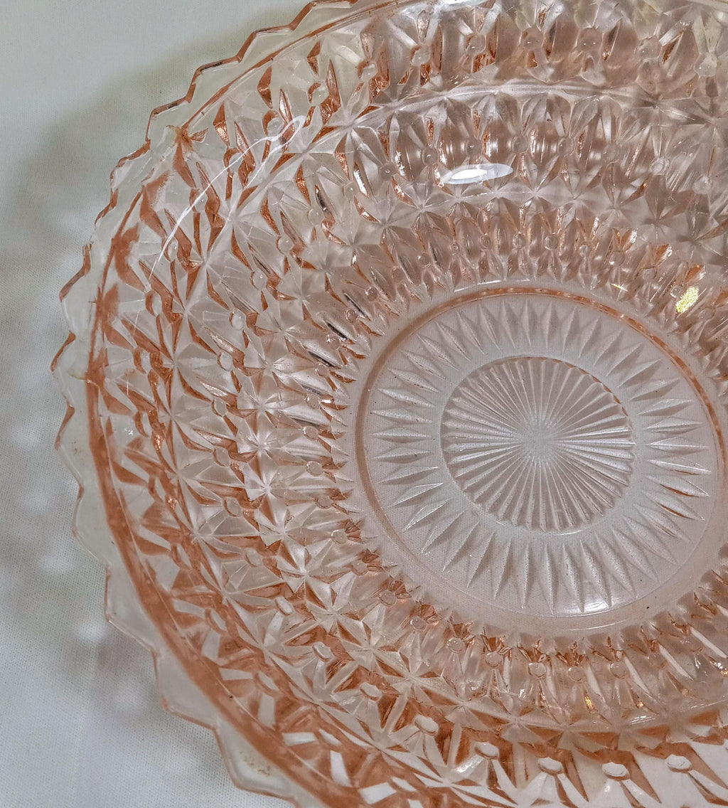 Pink Depression Glass Serving Bowl – "Holiday" Pattern