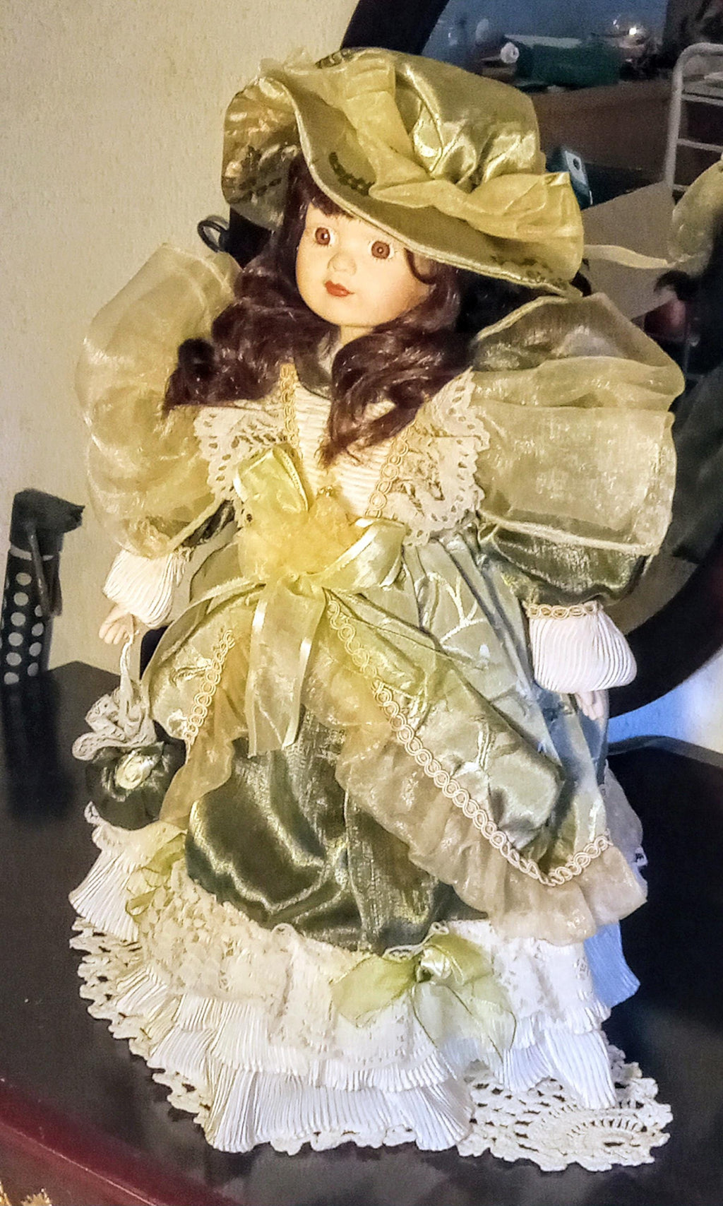 Vintage Porcelain Doll by  Galeria Inc - Includes 2 Dresses