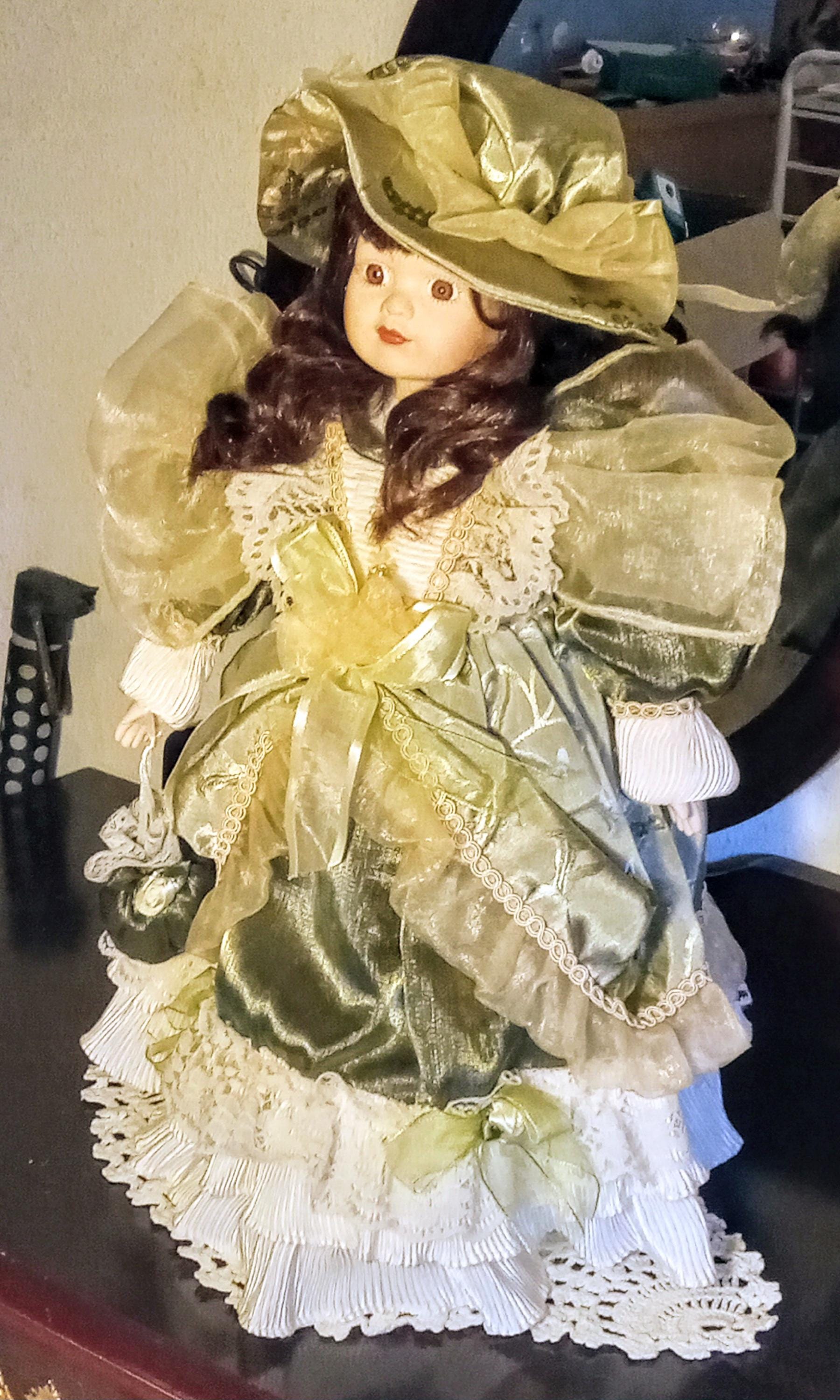 Vintage Porcelain Doll by  Galeria Inc - Includes 2 Dresses