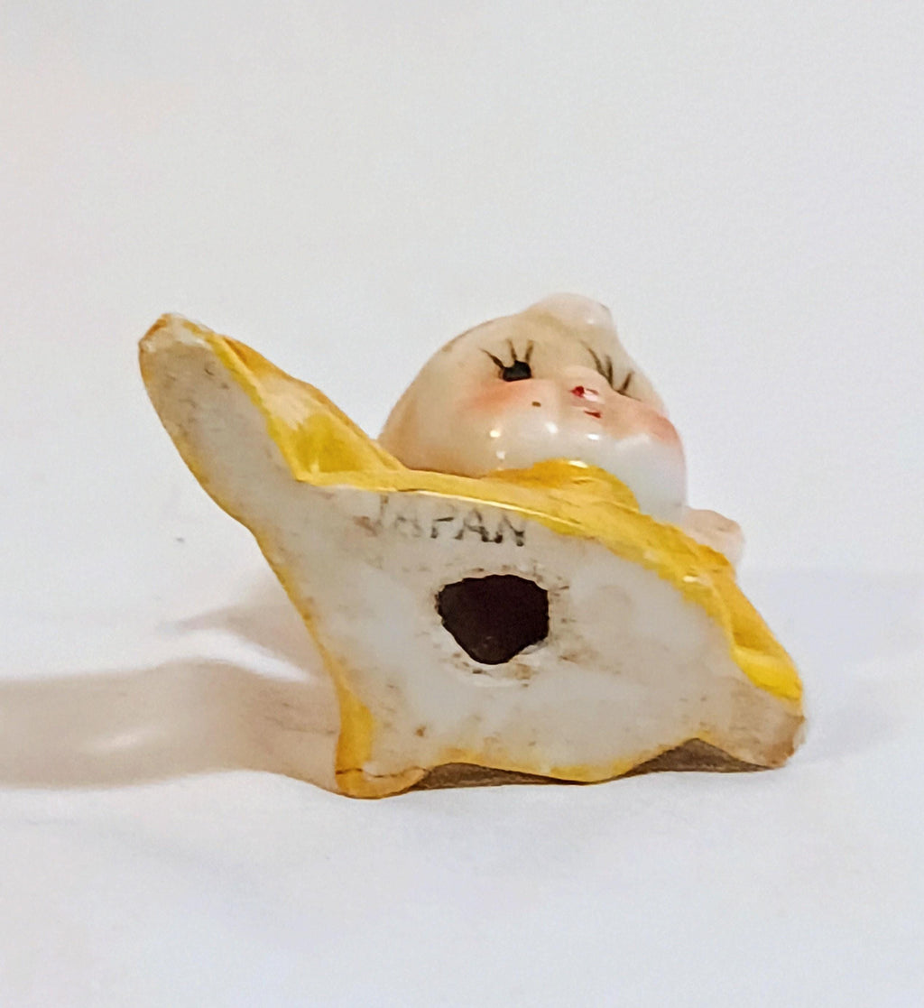 Vintage Ceramic Figurine - Yellow Pixie/Elf - 1940s