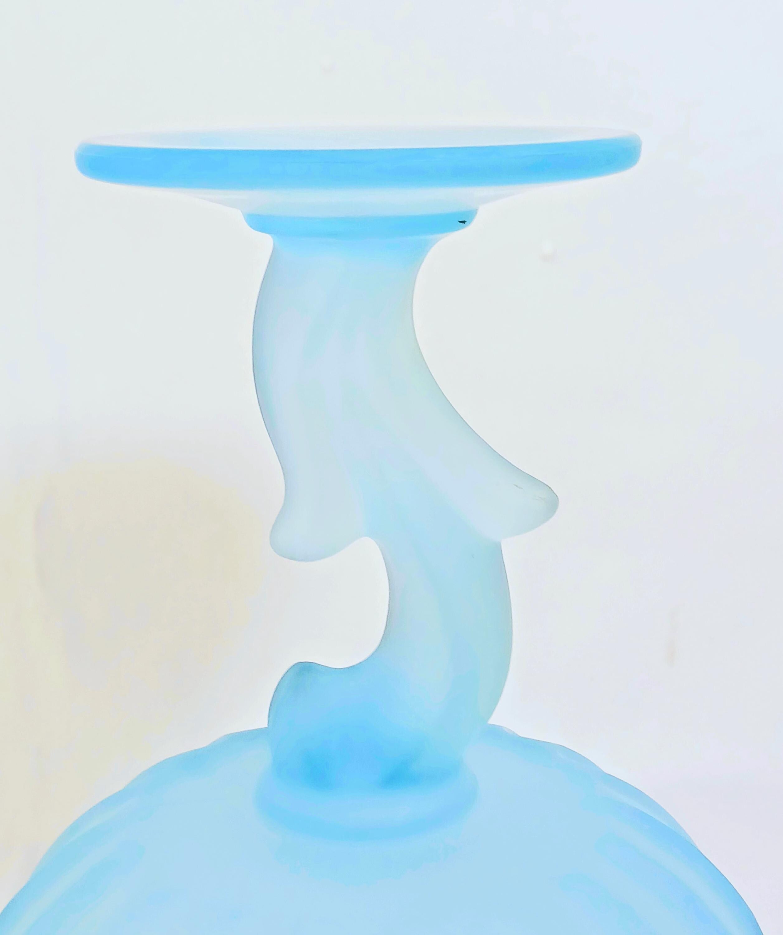 Indiana Glass Blue Satin bowl – Vintage Pedestal Candy Dish