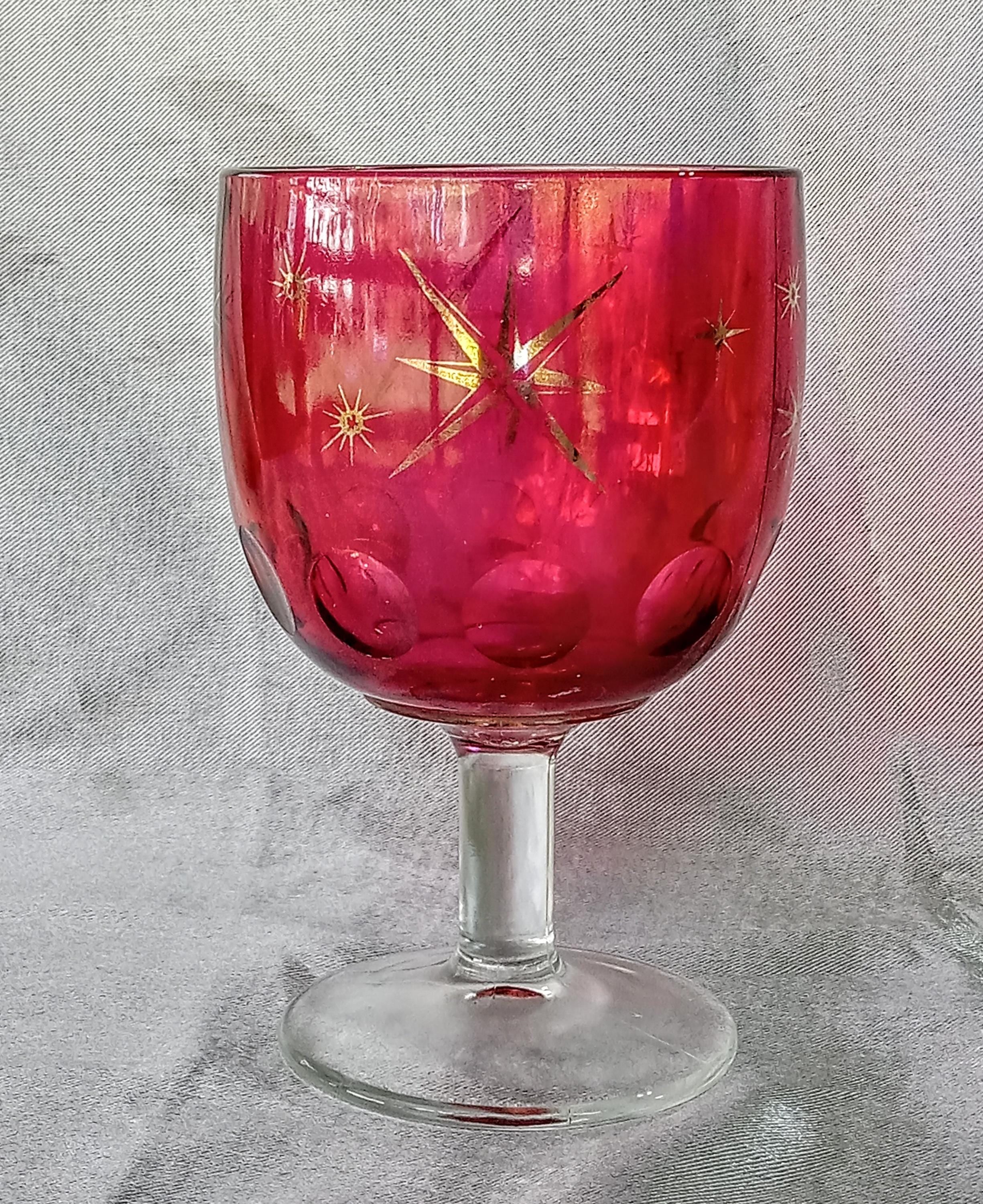 Cranberry Glass Goblets – Bartlett Collins - Set of 3