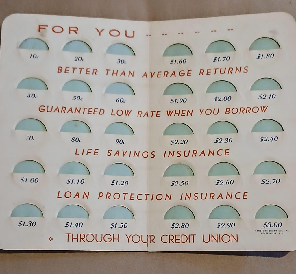 Vintage 1950s Bank & Credit Union Coin Saver / Dime Saver Folders