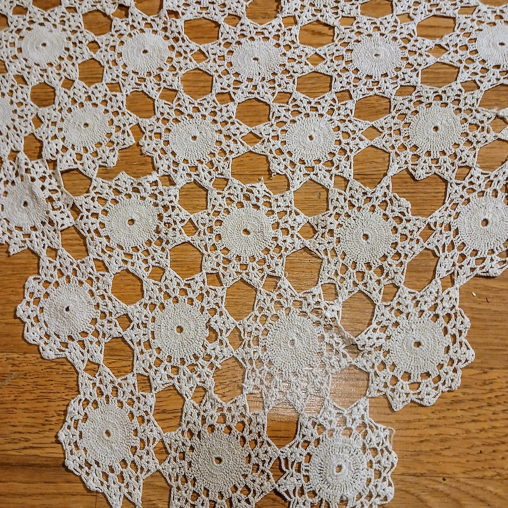 Vintage Hand-Crocheted Antimacassar – Triangle Chair Back Doily