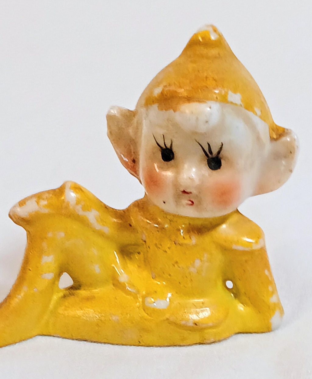 Vintage Ceramic Figurine - Yellow Pixie/Elf - 1940s