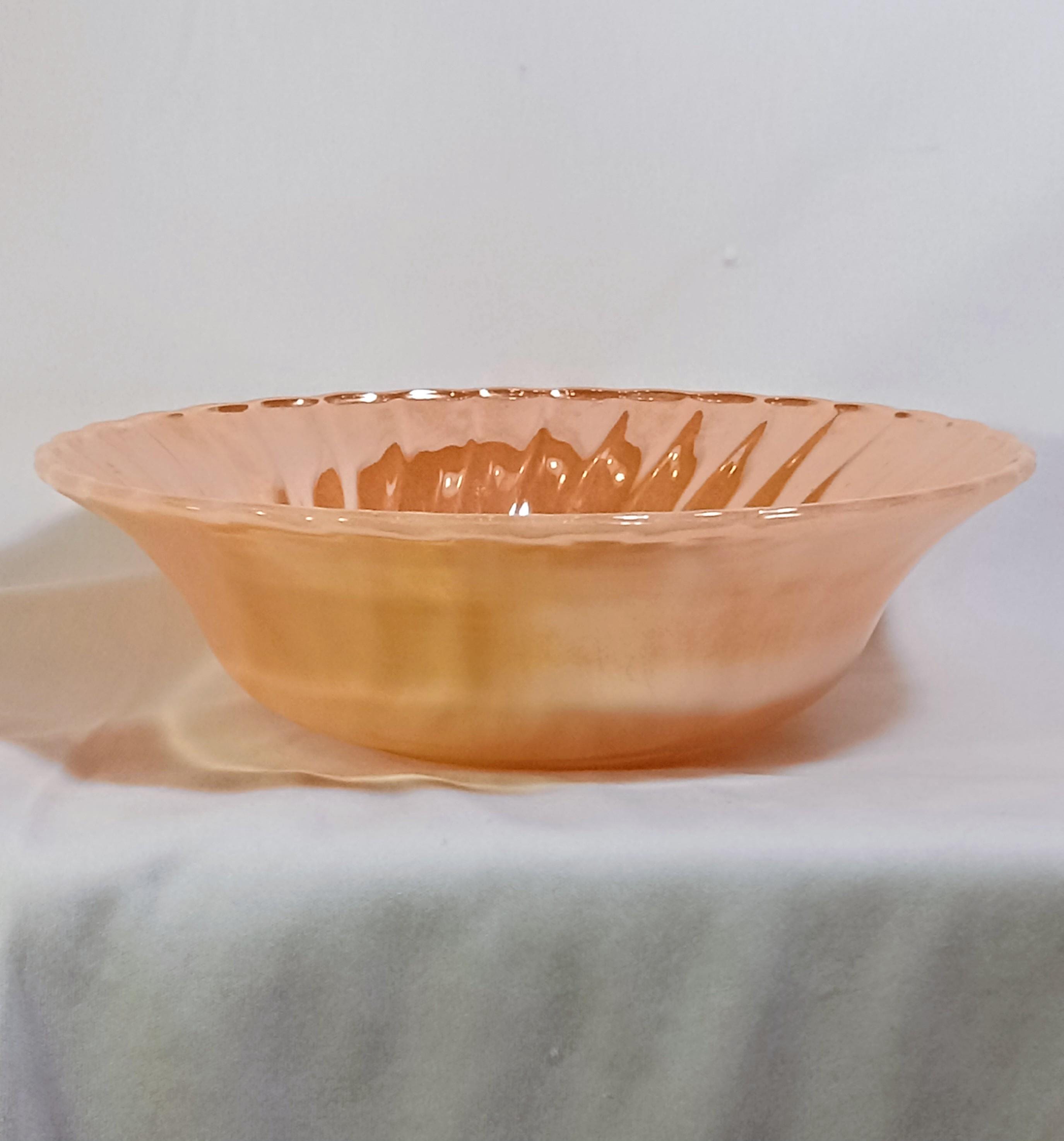 Vintage Anchor Hocking Fire-King Salad Bowl – Peach Luster Iridescent Glass