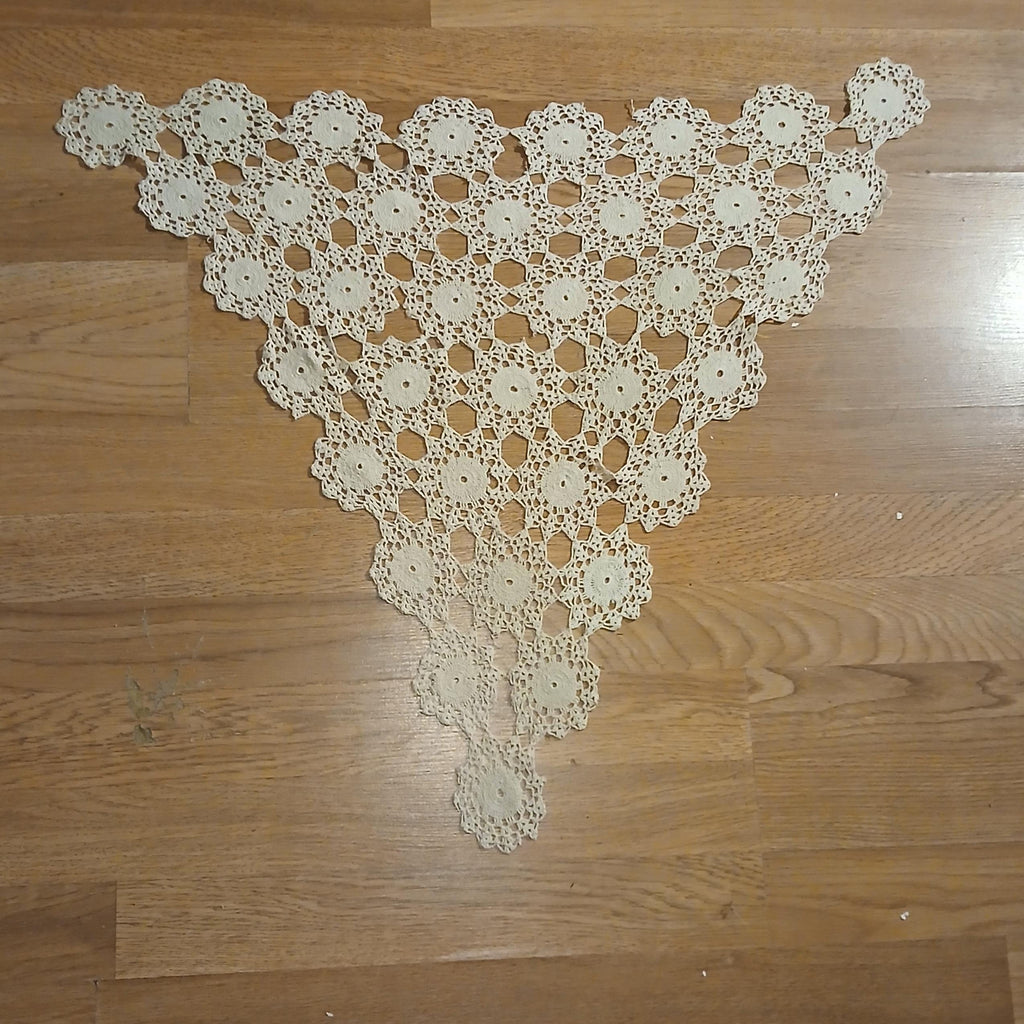 Vintage Hand-Crocheted Antimacassar – Triangle Chair Back Doily
