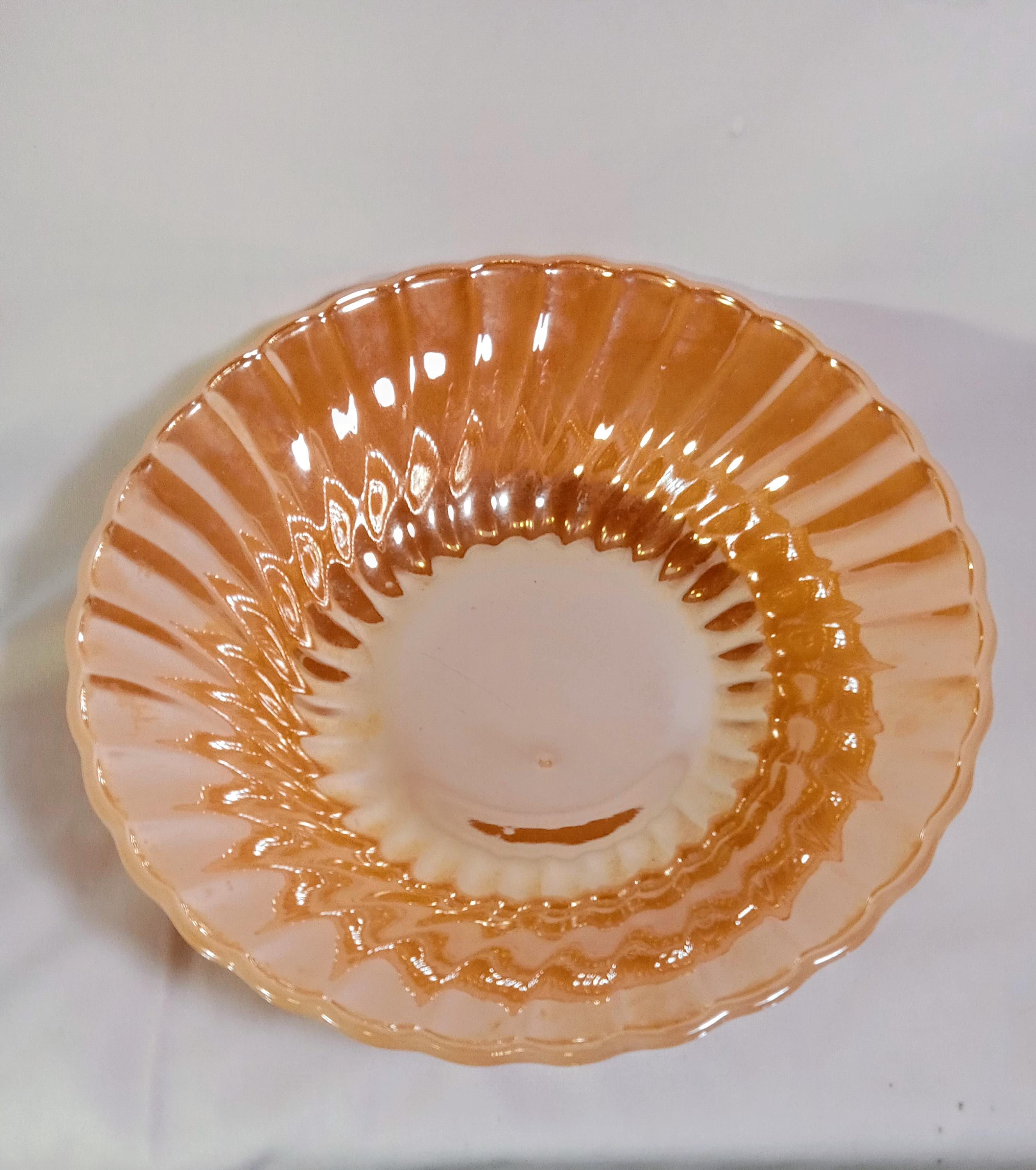 Vintage Anchor Hocking Fire-King Salad Bowl – Peach Luster Iridescent Glass