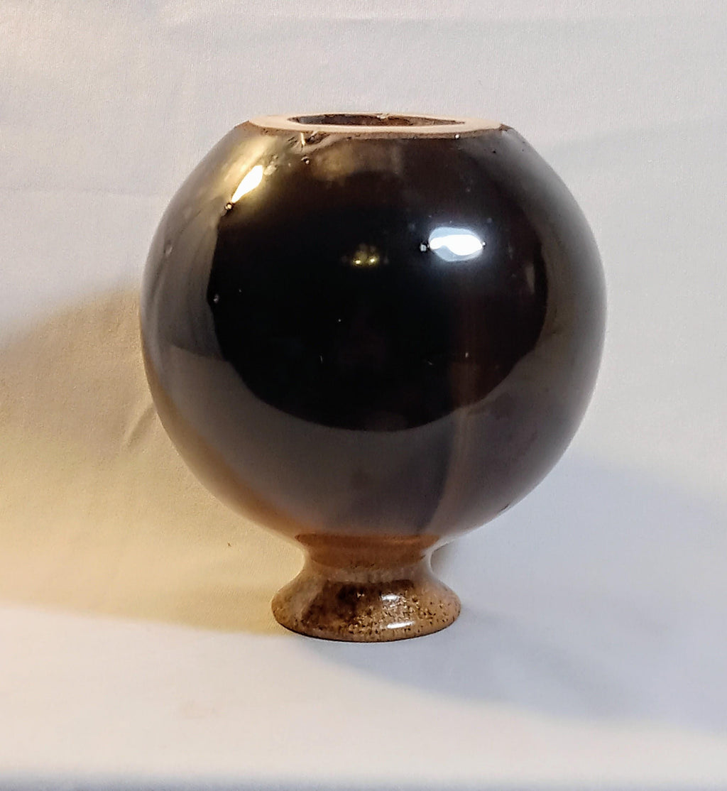 Vintage Studio Pottery Bud Vase – Brown Drip Glaze Stoneware
