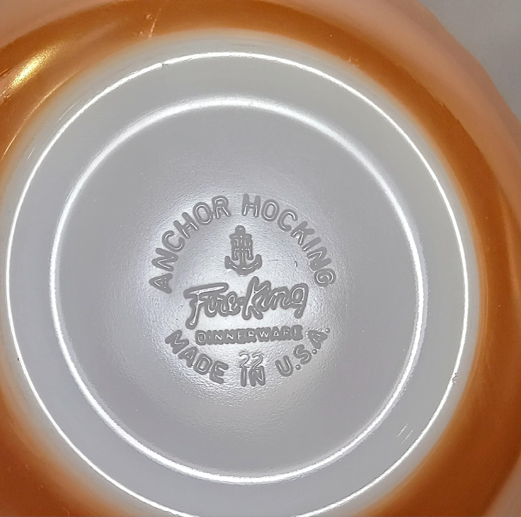 Vintage Anchor Hocking Fire-King Salad Bowl – Peach Luster Iridescent Glass