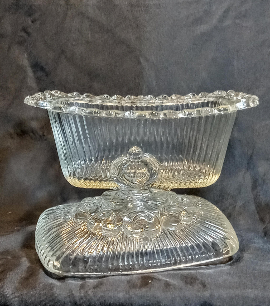Indiana Glass “Lace Edge” Pedestal Candy Dish with Lid