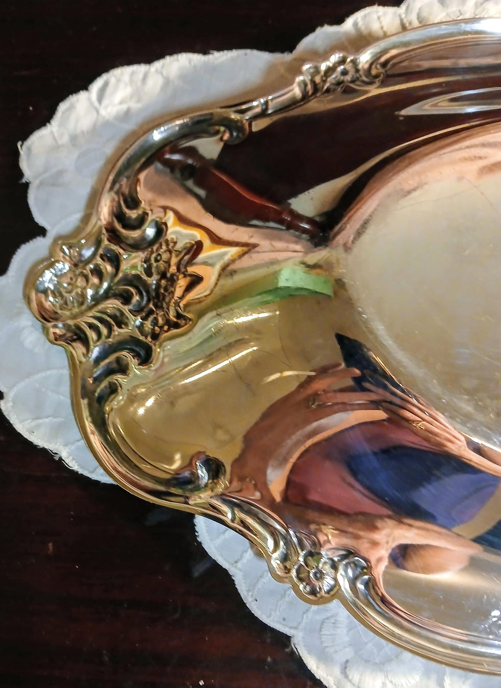 Vintage Silverplate Vanity Tray -  Ornate Rose Scroll