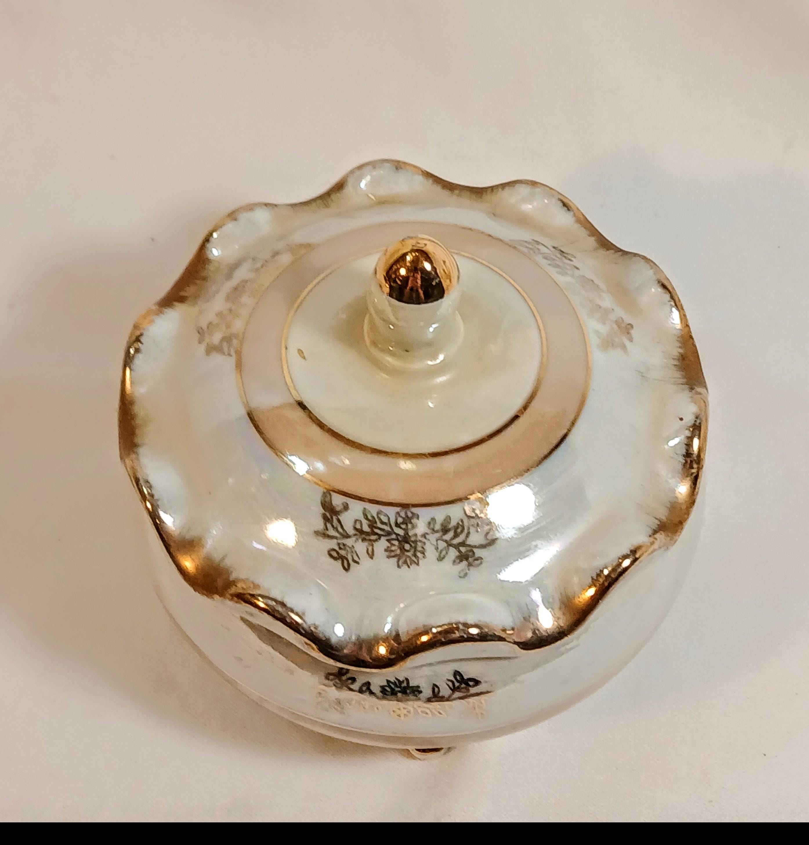Vintage Trinket Box by Norleans - Porcelain Lusterware