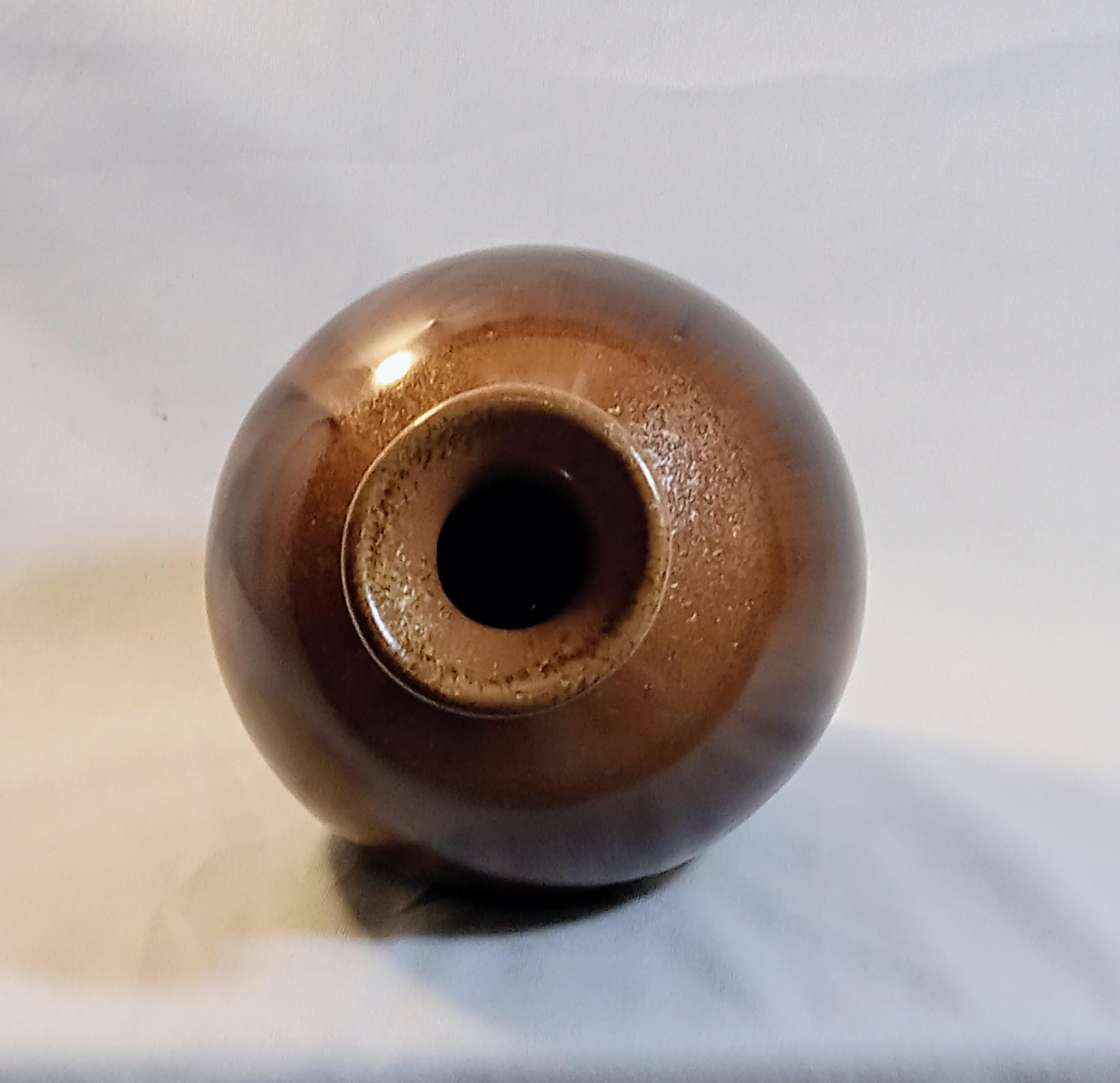 Vintage Studio Pottery Bud Vase – Brown Drip Glaze Stoneware