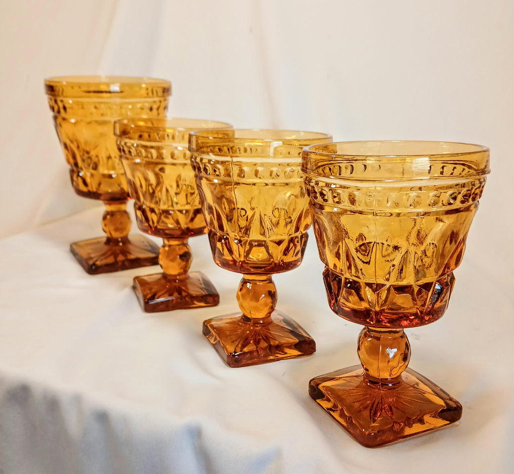 Indiana Glass Amber Wine Glasses - 1970s