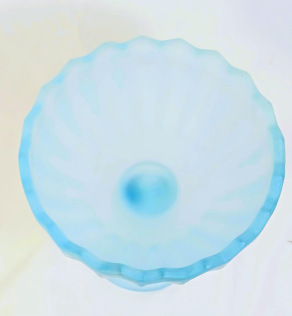 Indiana Glass Blue Satin bowl – Vintage Pedestal Candy Dish