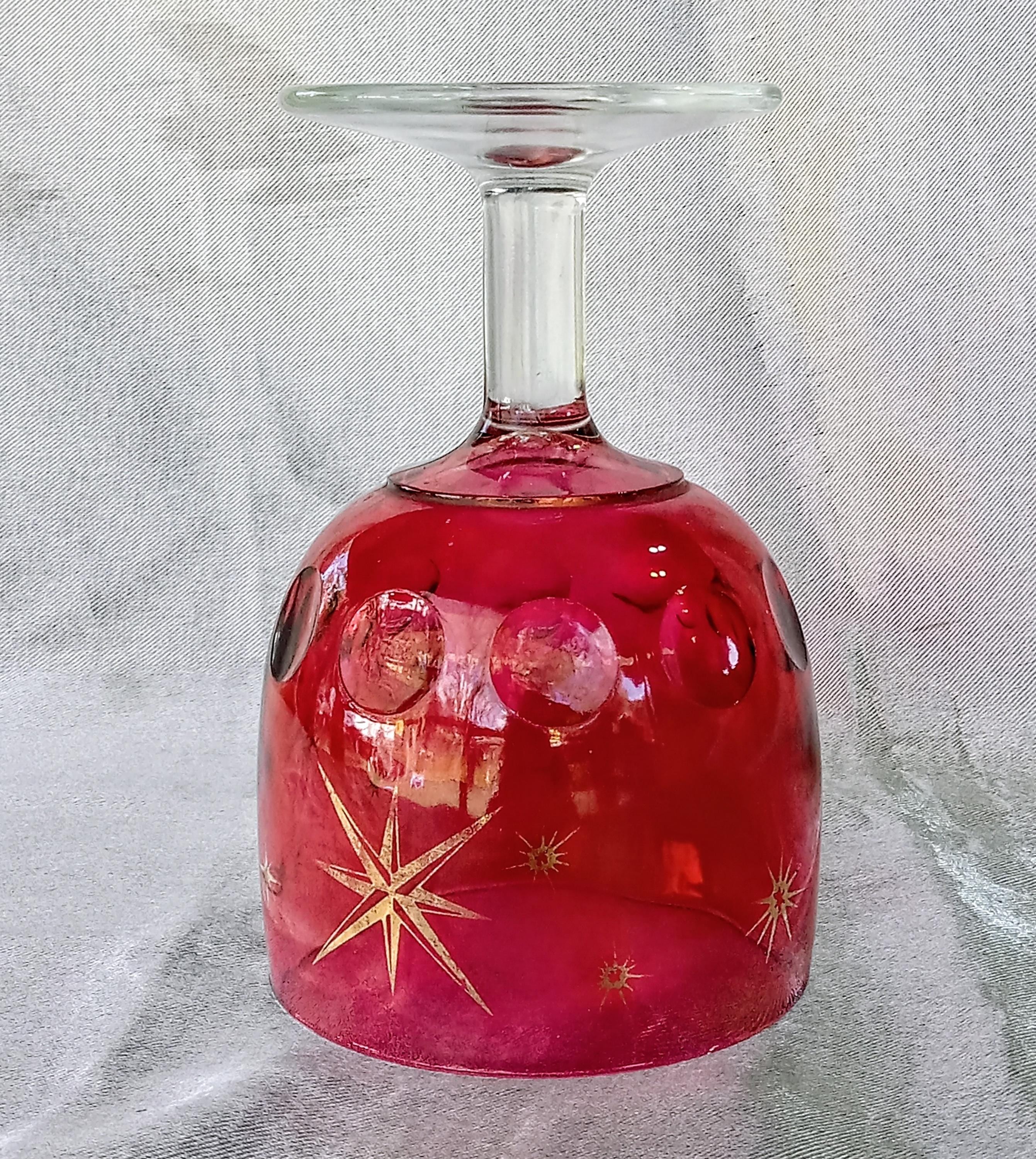 Cranberry Glass Goblets – Bartlett Collins - Set of 3