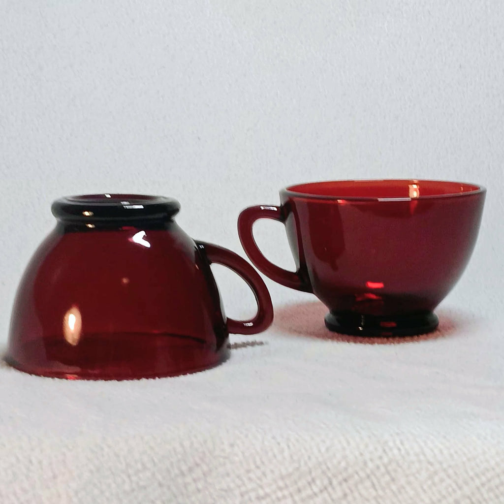 Vintage Tea Cups - Anchor Hocking Royal Red - Set of Two