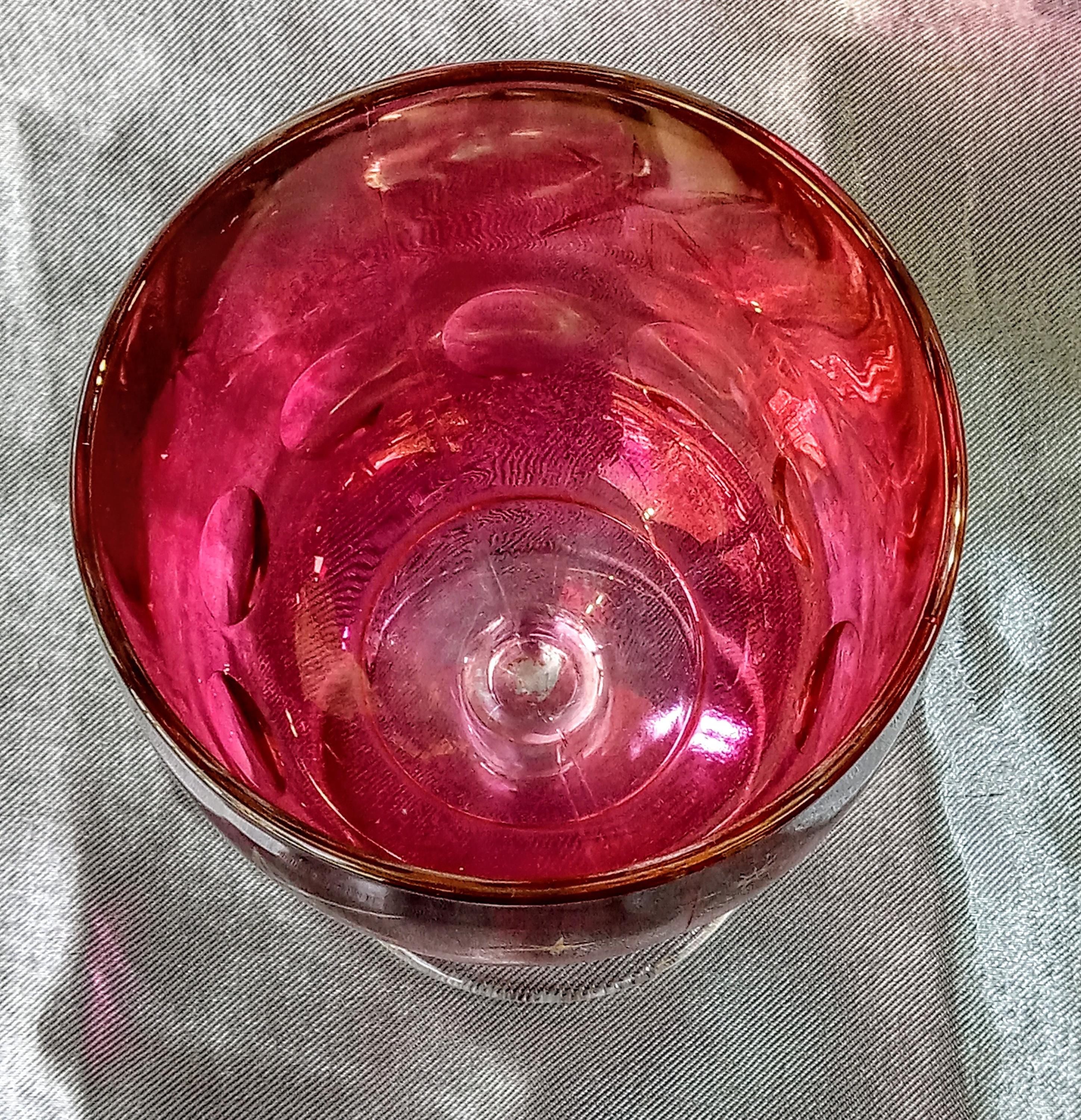Cranberry Glass Goblets – Bartlett Collins - Set of 3