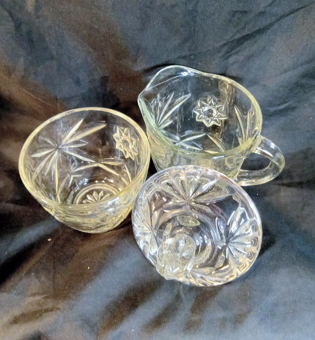 Vintage Anchor Hocking EAPC Star of David Creamer & Sugar Bowl Set