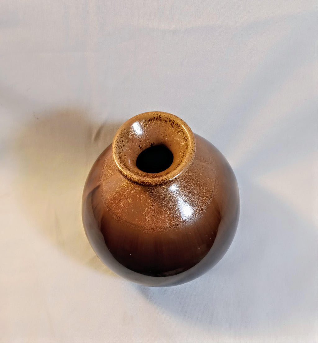 Vintage Studio Pottery Bud Vase – Brown Drip Glaze Stoneware