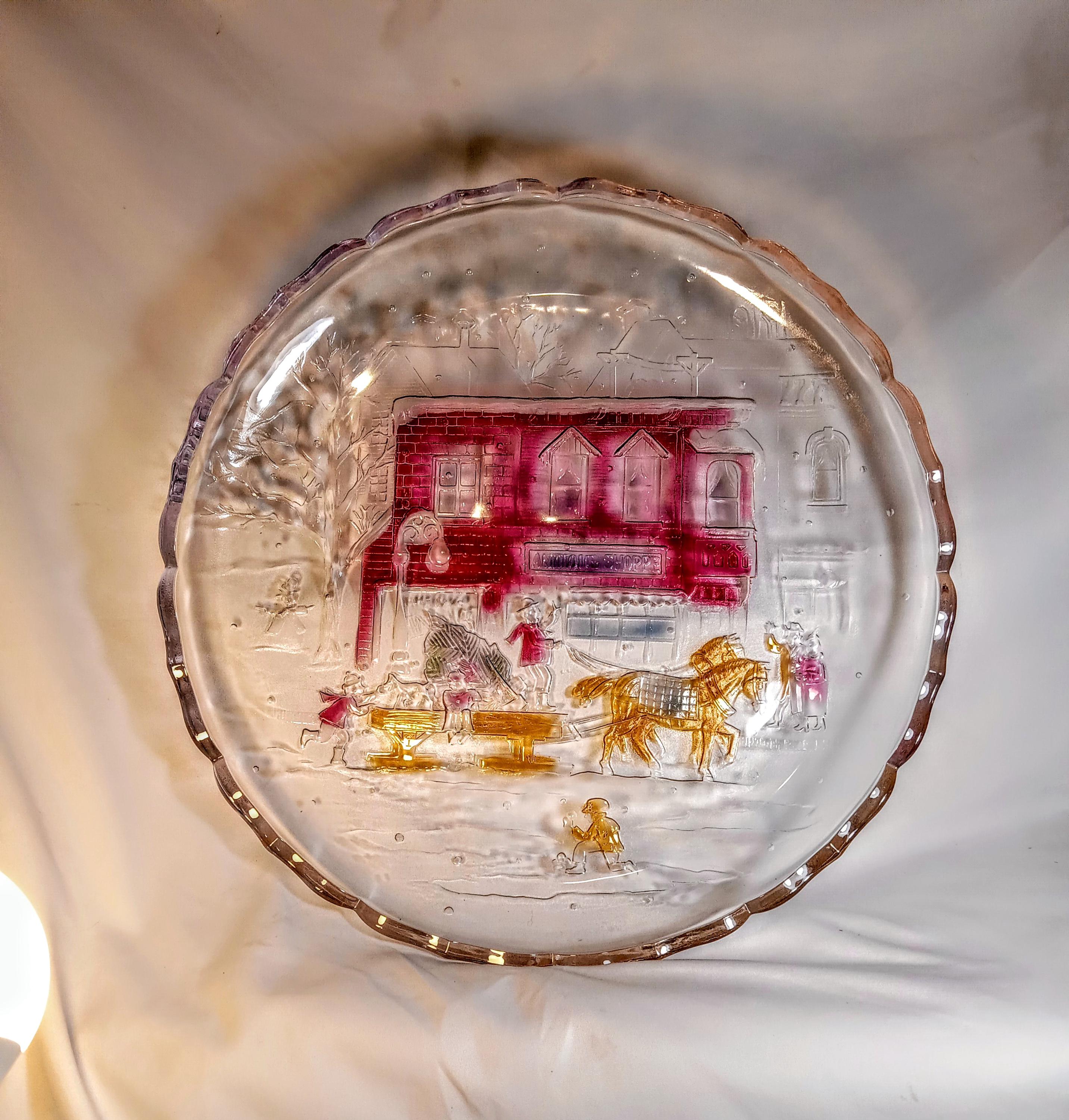 1990s Hand-Painted Serving Platter - by Crystal Clear Studios