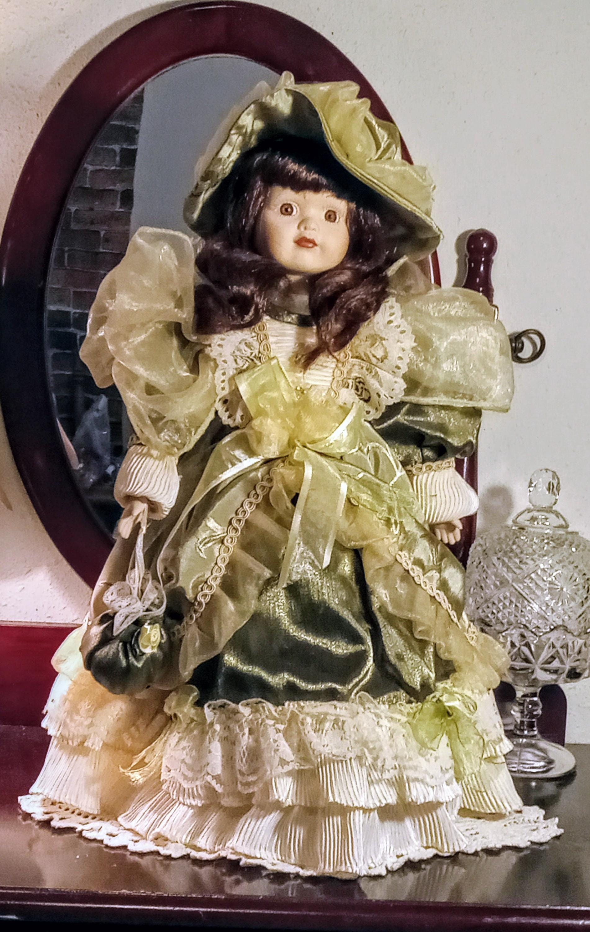Vintage Porcelain Doll by  Galeria Inc - Includes 2 Dresses
