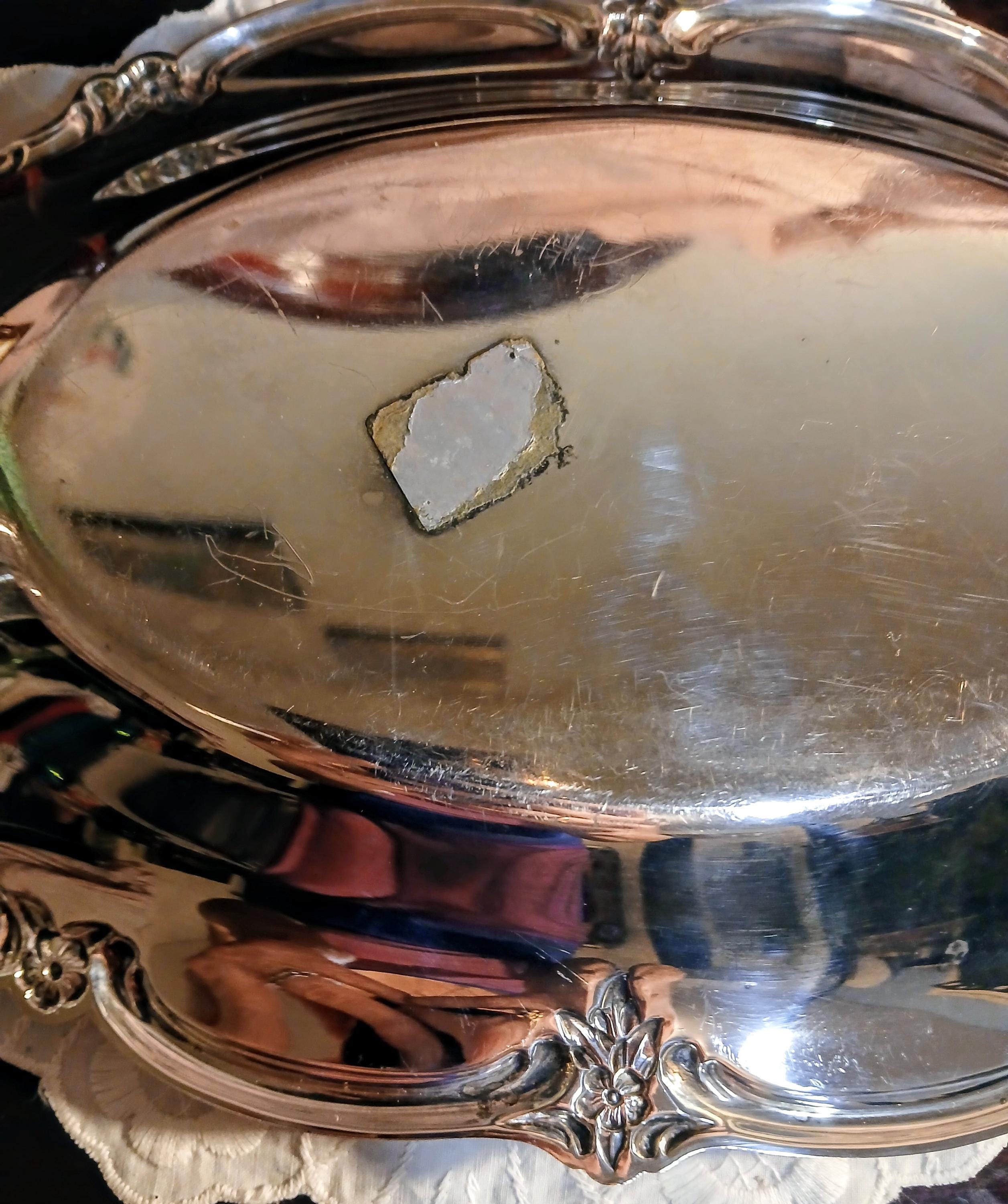 Vintage Silverplate Vanity Tray -  Ornate Rose Scroll