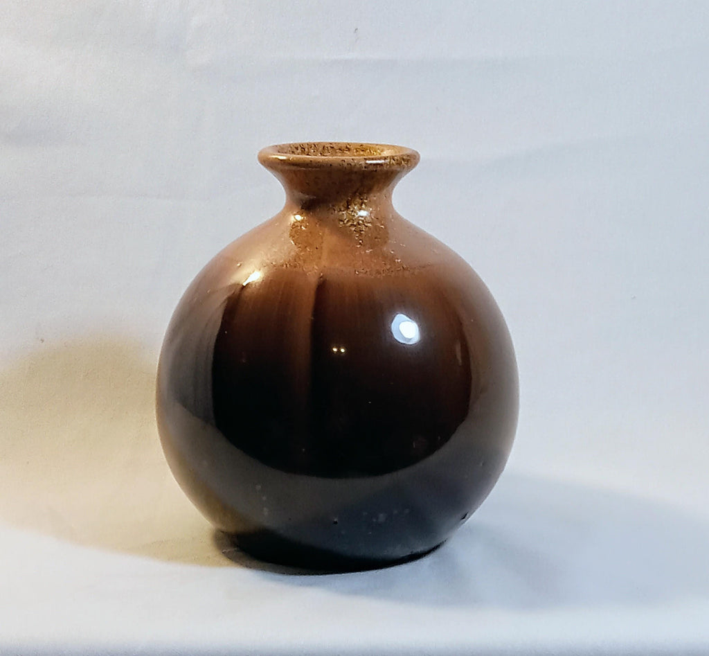 Vintage Studio Pottery Bud Vase – Brown Drip Glaze Stoneware