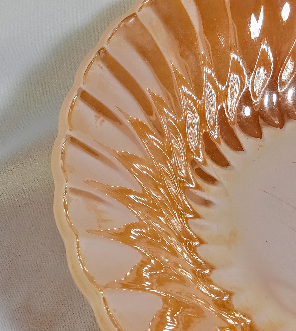 Vintage Anchor Hocking Fire-King Salad Bowl – Peach Luster Iridescent Glass