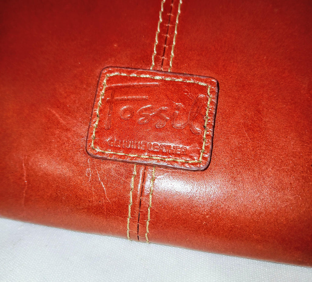 Vintage Fossil Red Leather Clutch/Handbag - Y2K Model