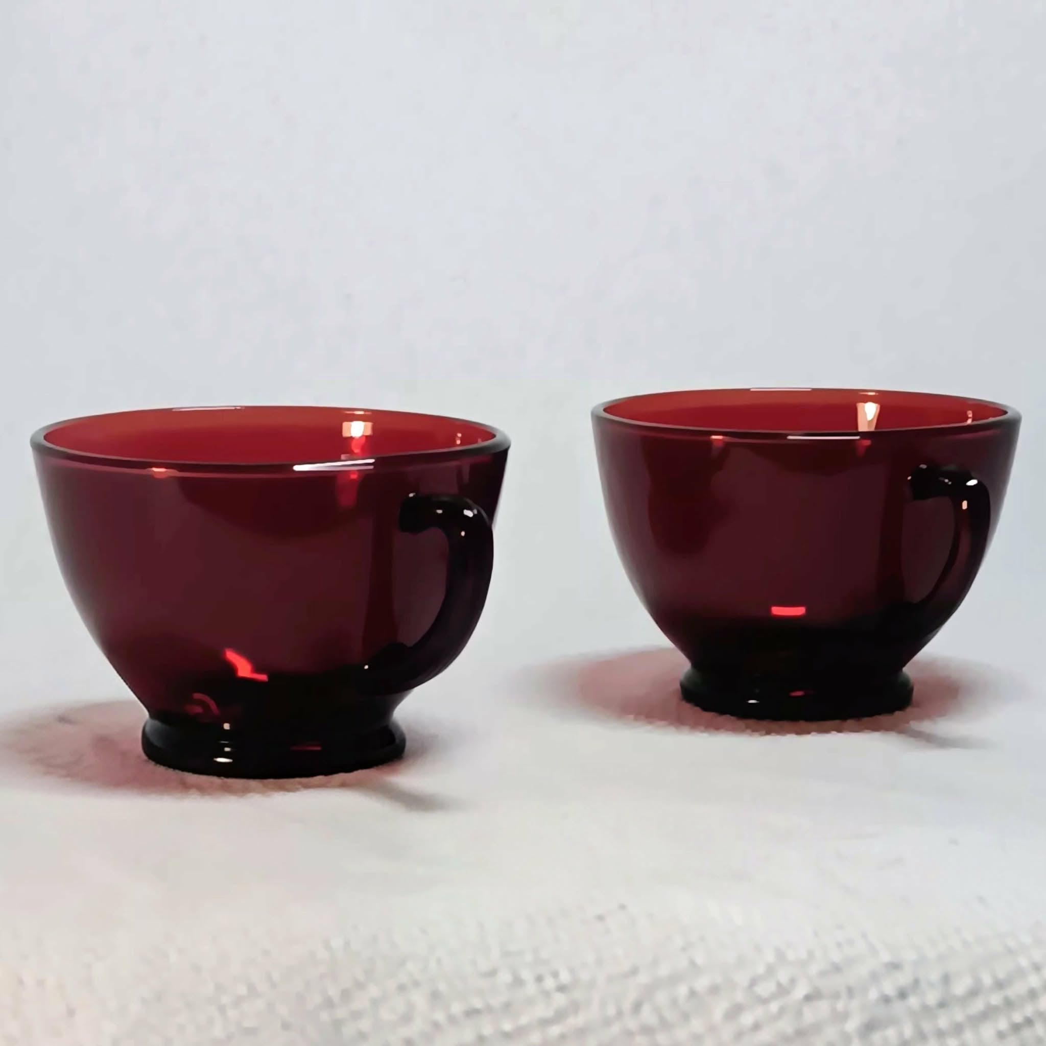 Vintage Tea Cups - Anchor Hocking Royal Red - Set of Two