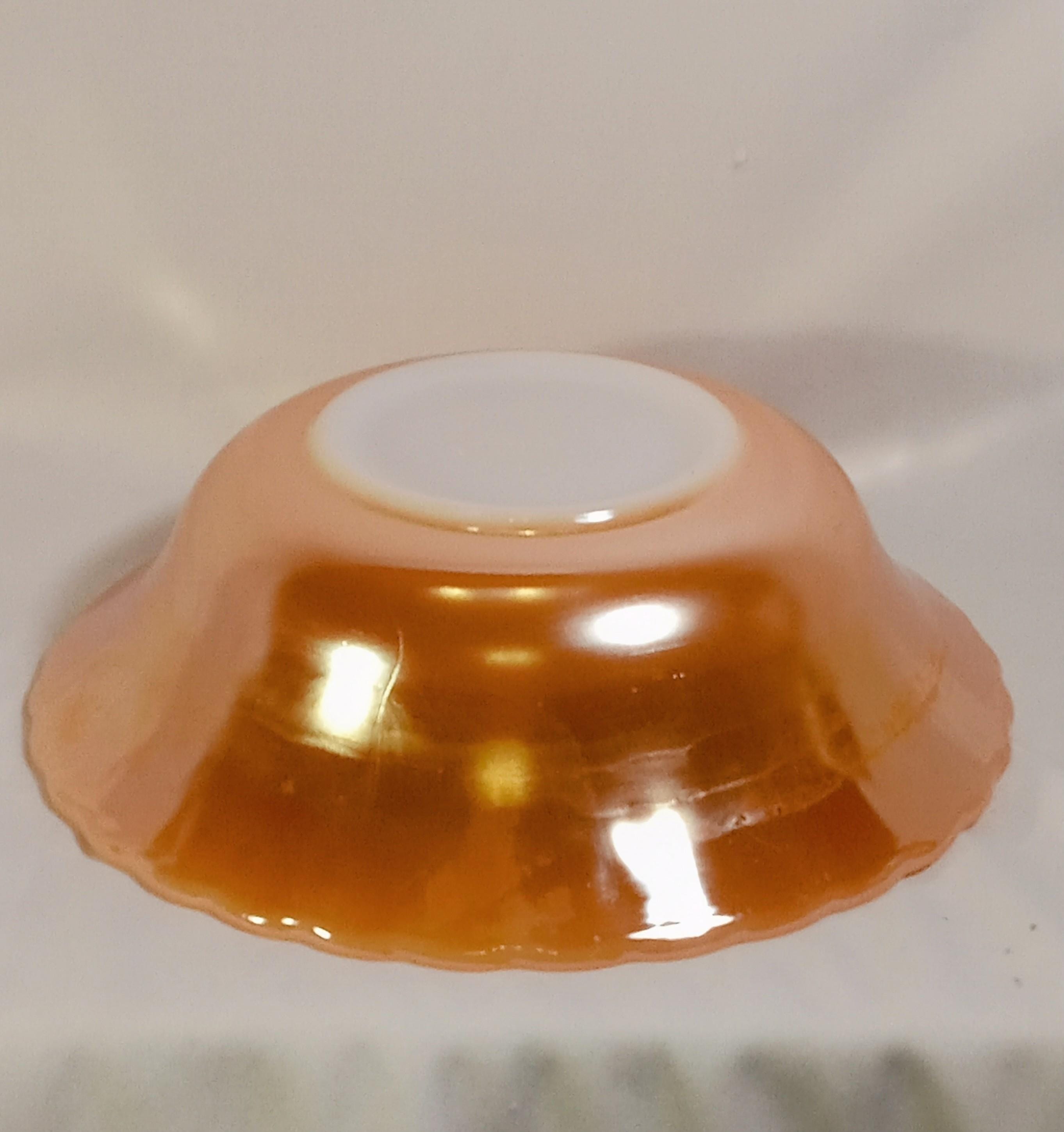 Vintage Anchor Hocking Fire-King Salad Bowl – Peach Luster Iridescent Glass