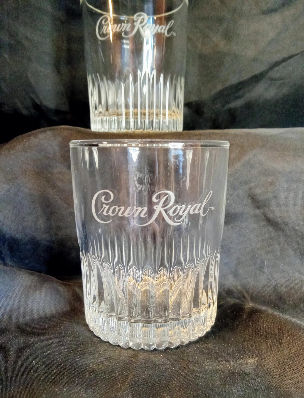 Vintage Crown Royal Low Ball Rocks Whiskey Glasses - Set of two