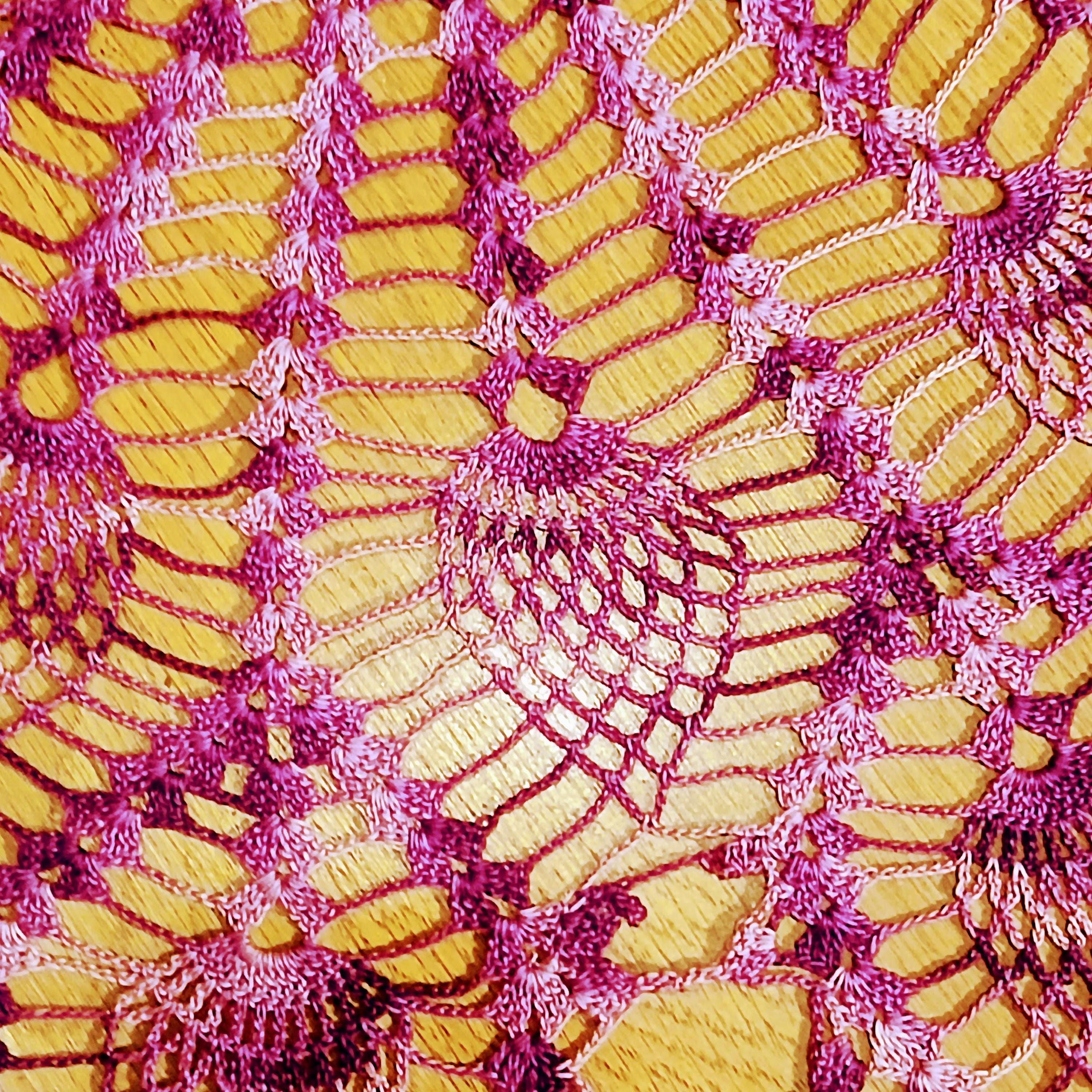Vintage Hand-Crocheted Burgundy Doily | 31” Round | Artisan Lace Table Topper